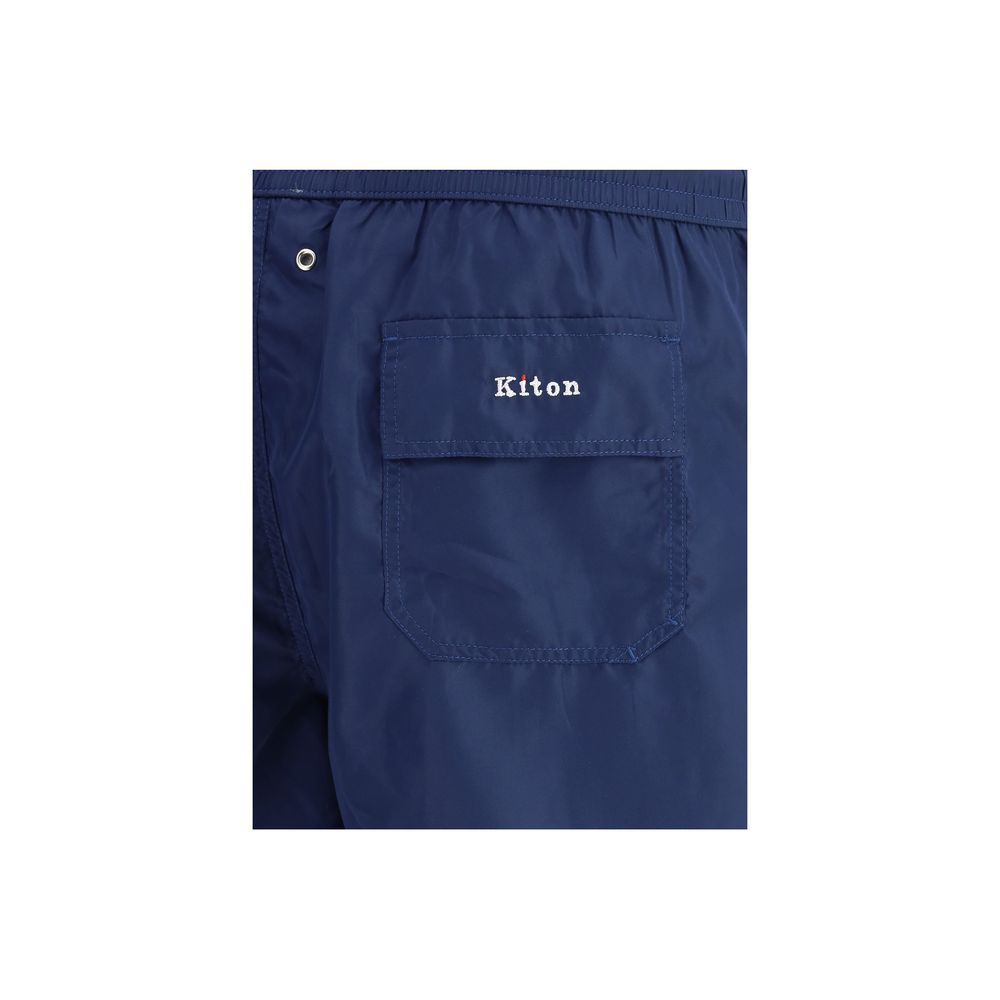 Kiton Navy Cotton Swimshort - Luxury Beachwear Essential