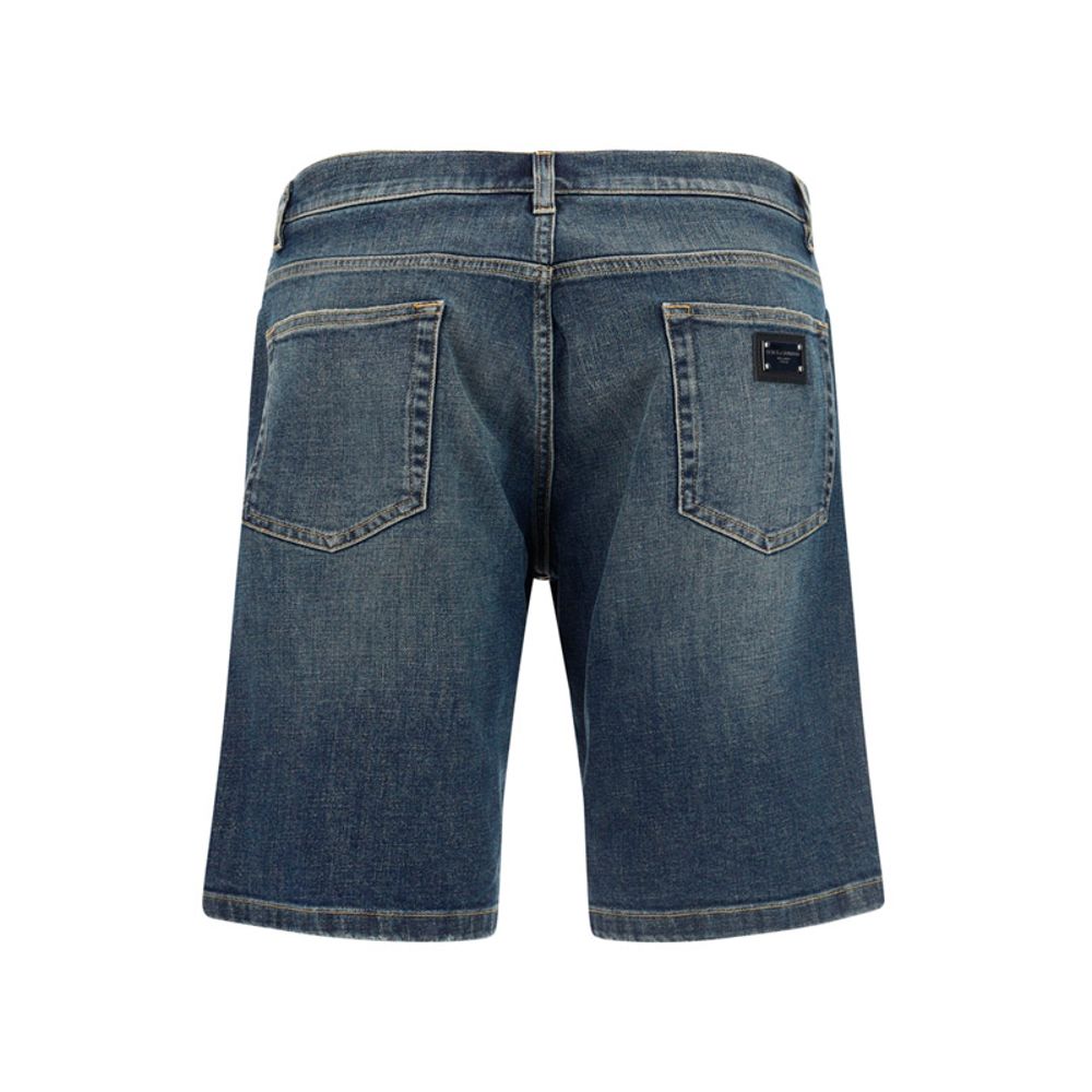 Dolce & Gabbana Blue Cotton Denim Shorts for Elevated Casual Chic