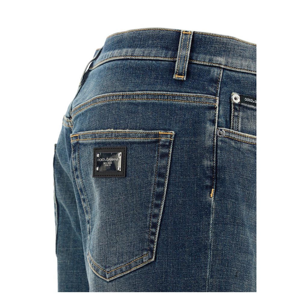 Dolce & Gabbana Blue Cotton Denim Shorts for Elevated Casual Chic