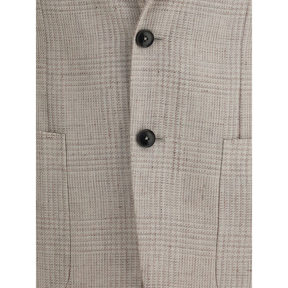 ZEGNA Grey Linen Wool Blend Luxury Blazer Jacket