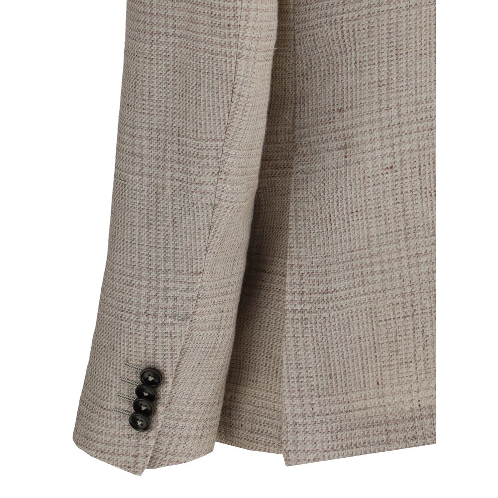 ZEGNA Grey Linen Wool Blend Luxury Blazer Jacket