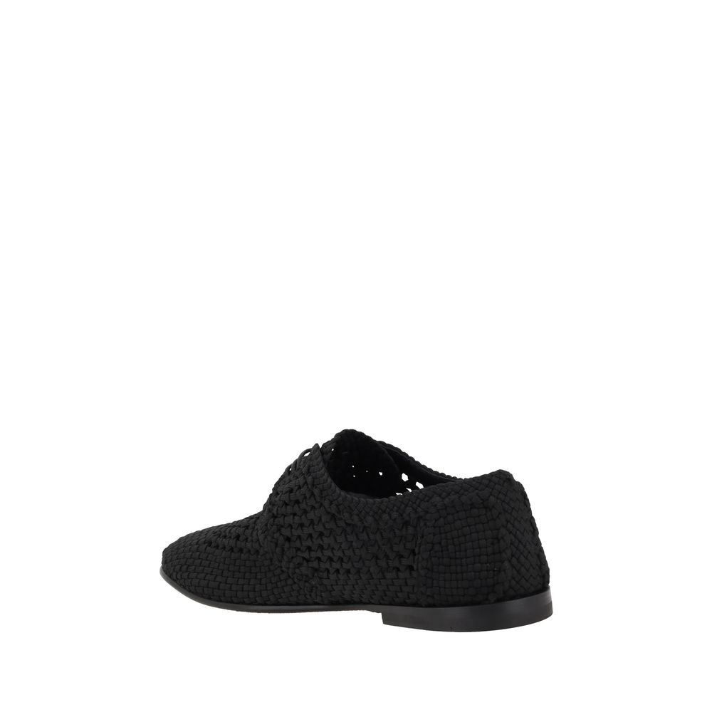 Dolce & Gabbana Black Leather Derby Lace-Up Shoes