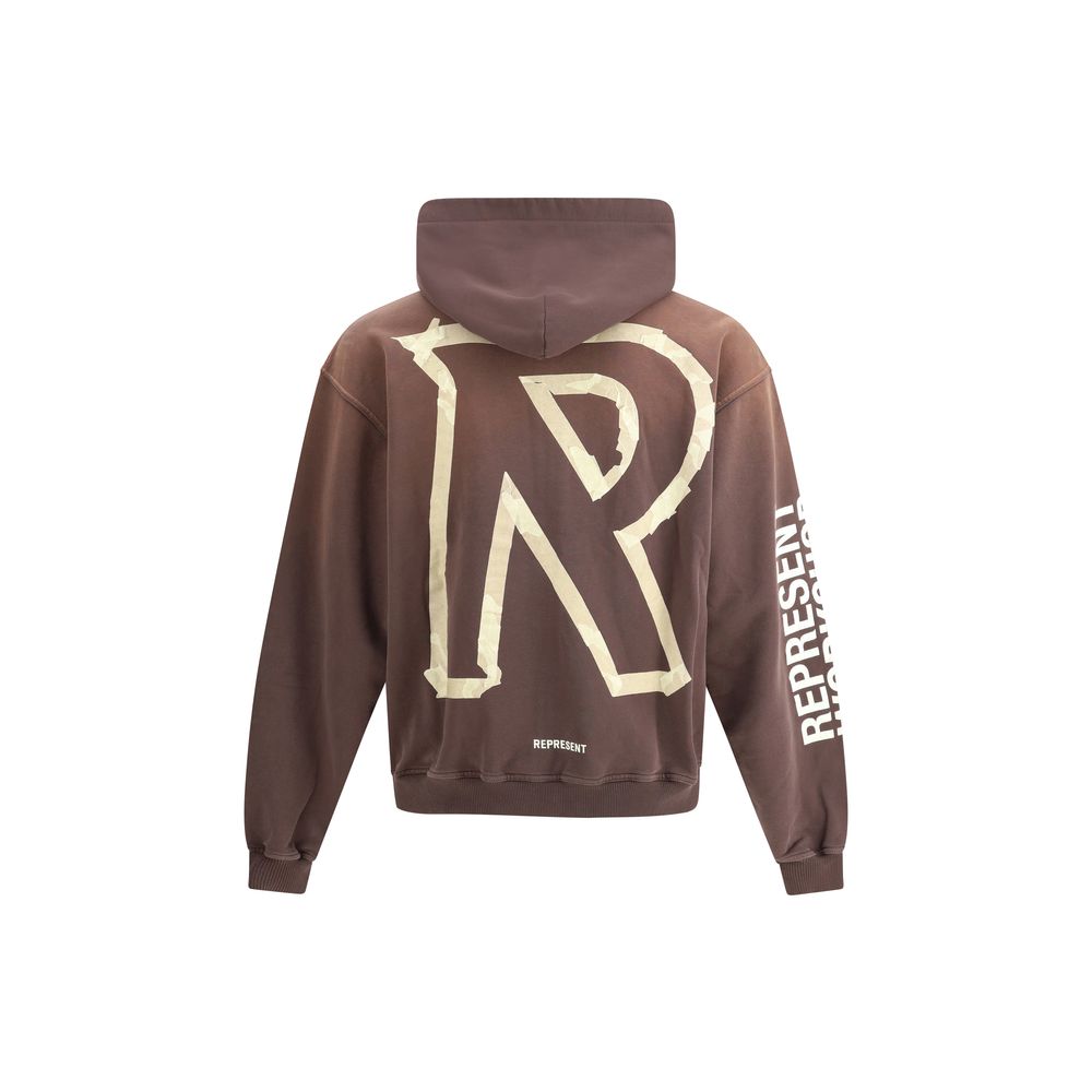 Represent Black Cotton Hoodie With Tape Effect