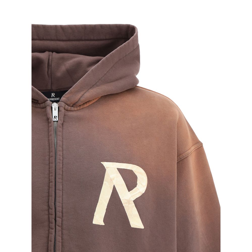 Represent Black Cotton Hoodie With Tape Effect