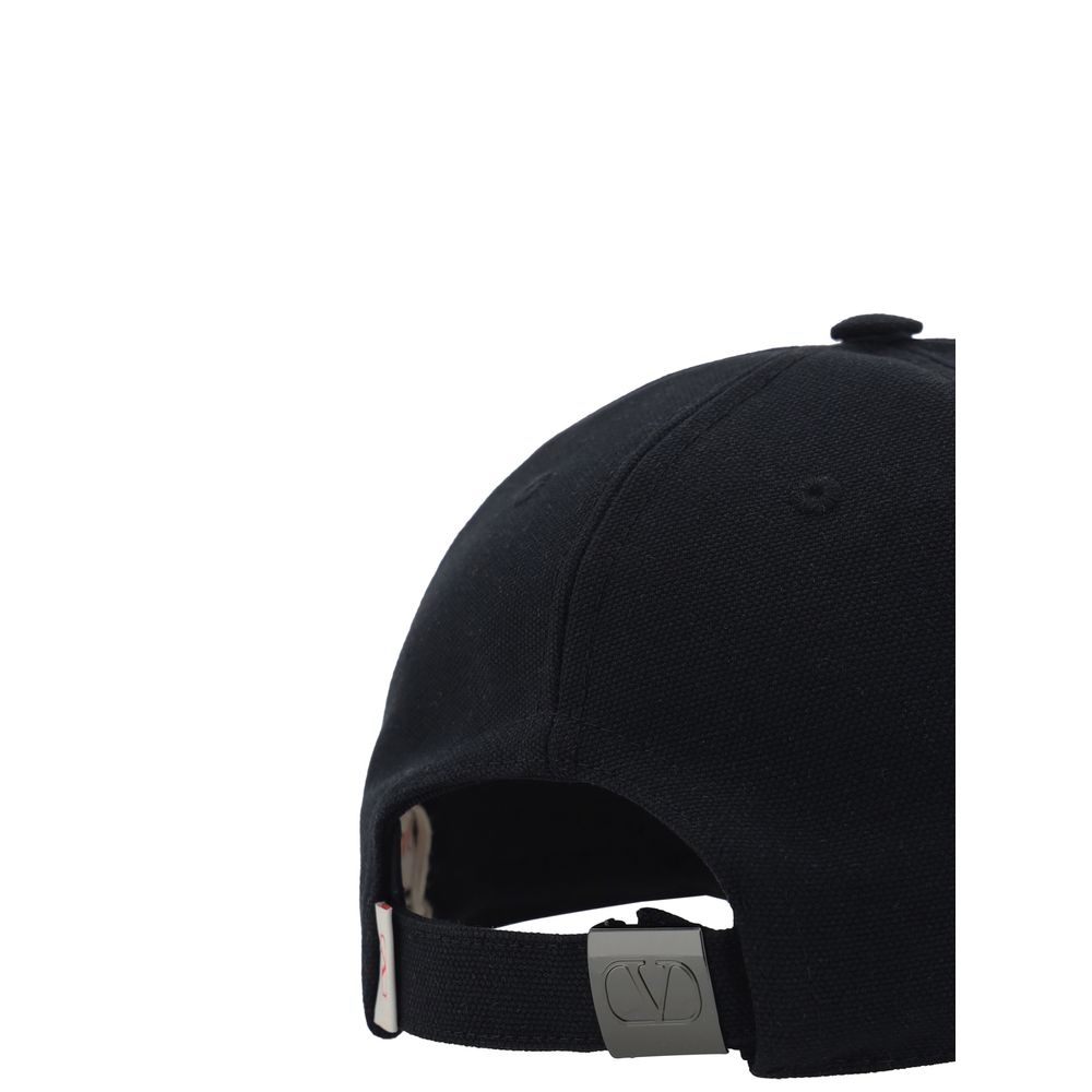 Valentino Garavani Black Cotton Baseball Hat in Iconic Luxury Design