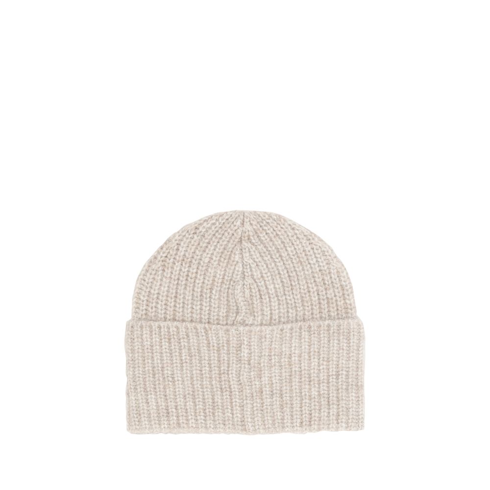 Brunello Cucinelli Grey Cashmere Beanie Hat for Elevated Style