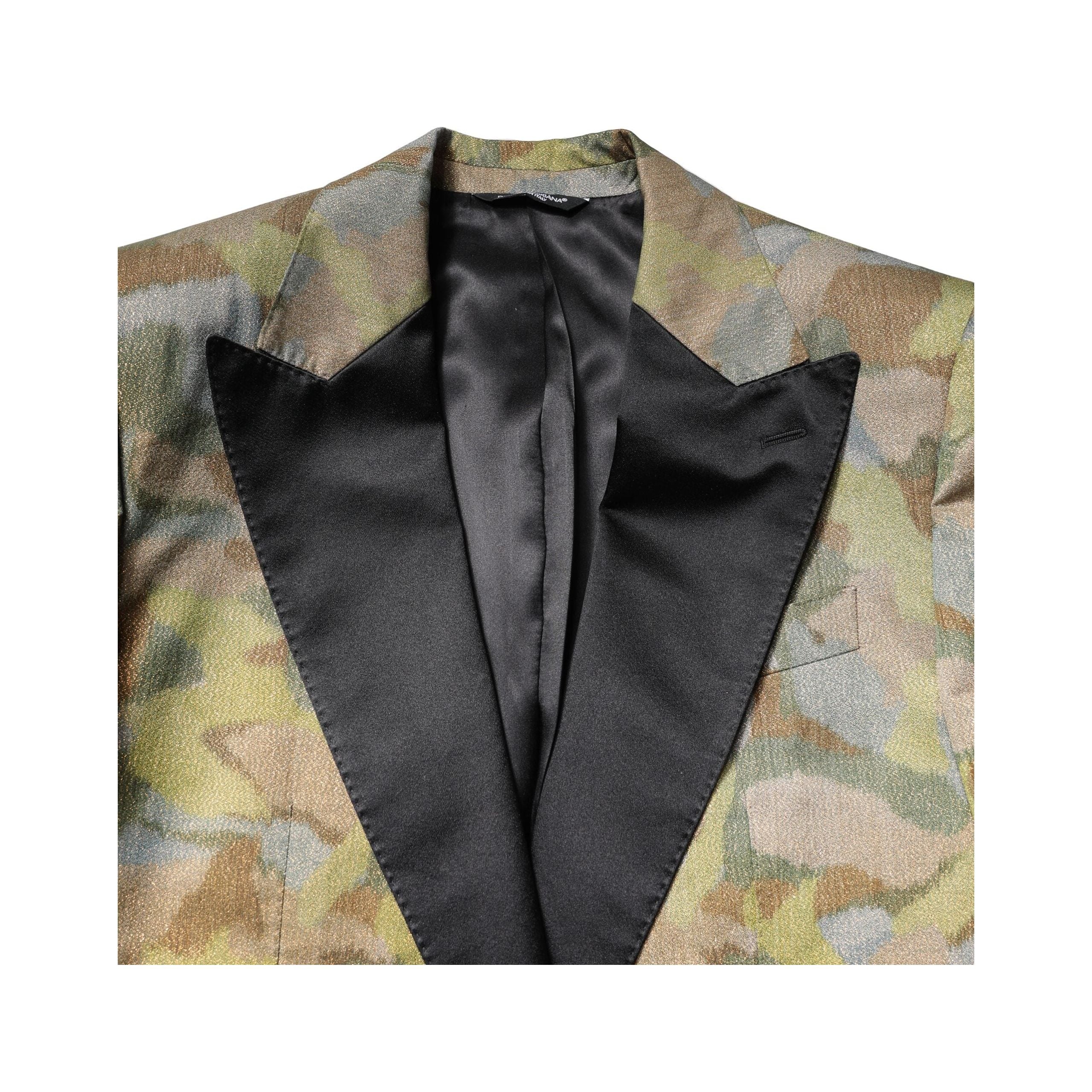 Dolce & Gabbana Multicolor Silk Camouflage 3 Piece Suit