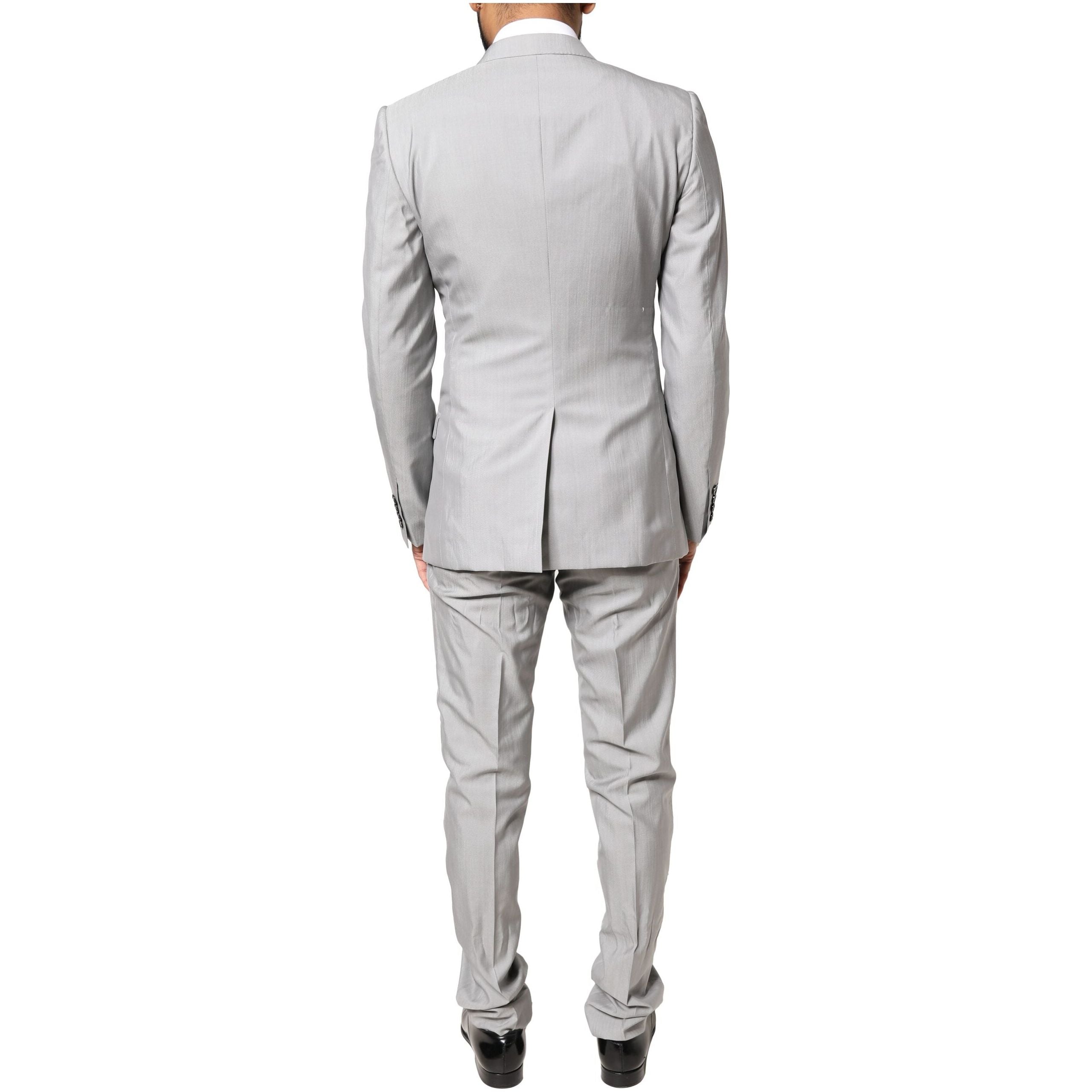 Dolce & Gabbana Light Gray Wool GOLD 2 Piece Formal Suit