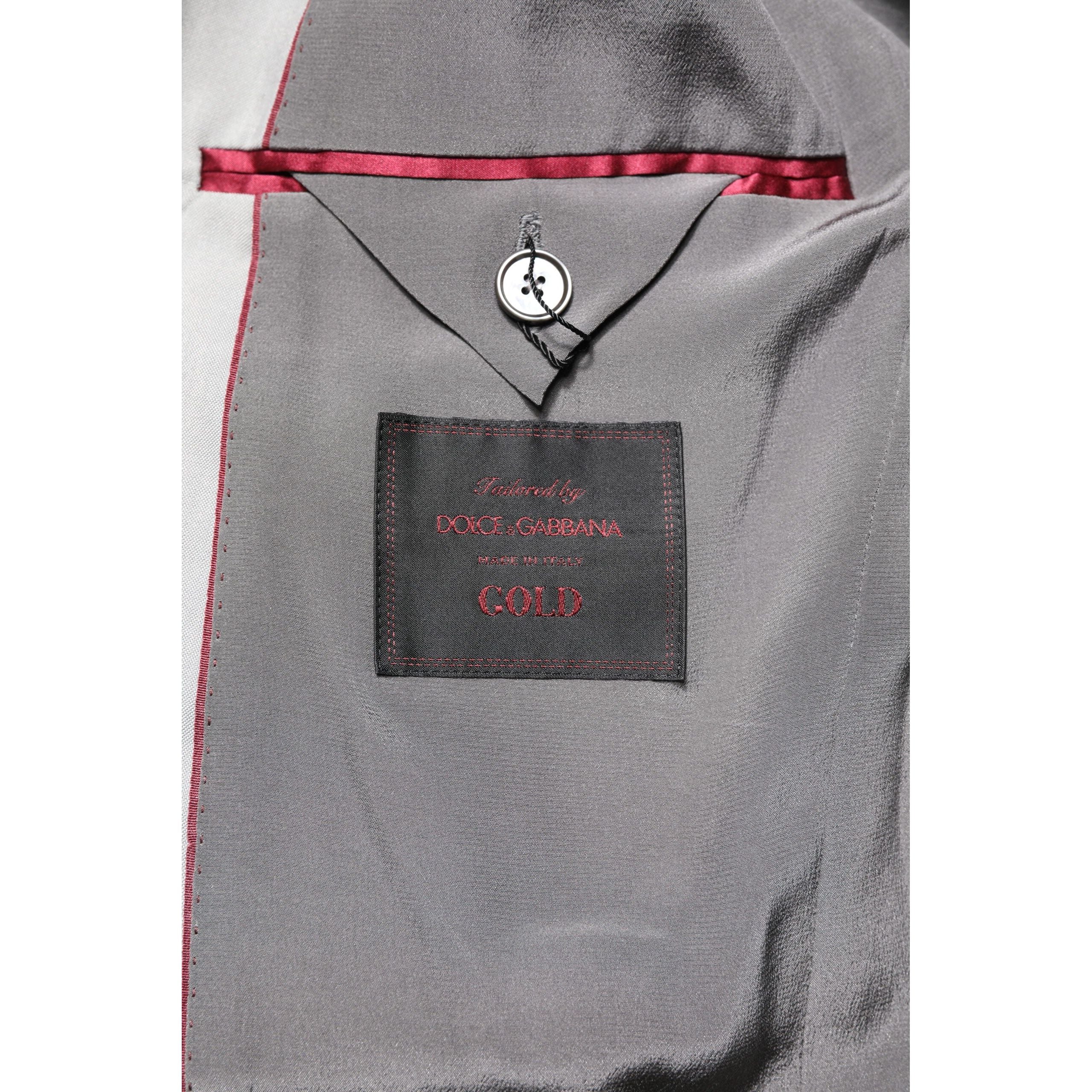 Dolce & Gabbana Light Gray Wool GOLD 2 Piece Formal Suit