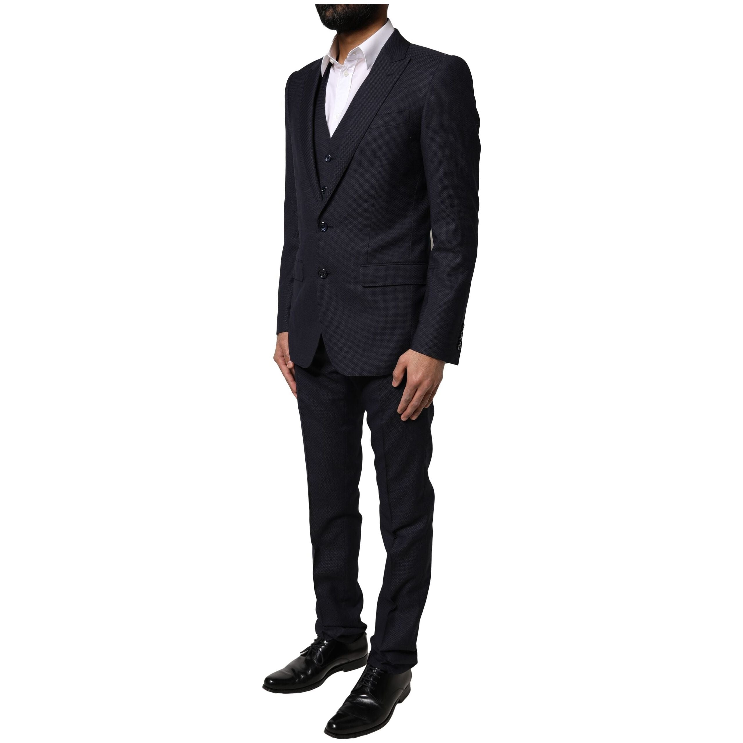 Dolce & Gabbana Black Wool Silk 3 Piece Formal Suit