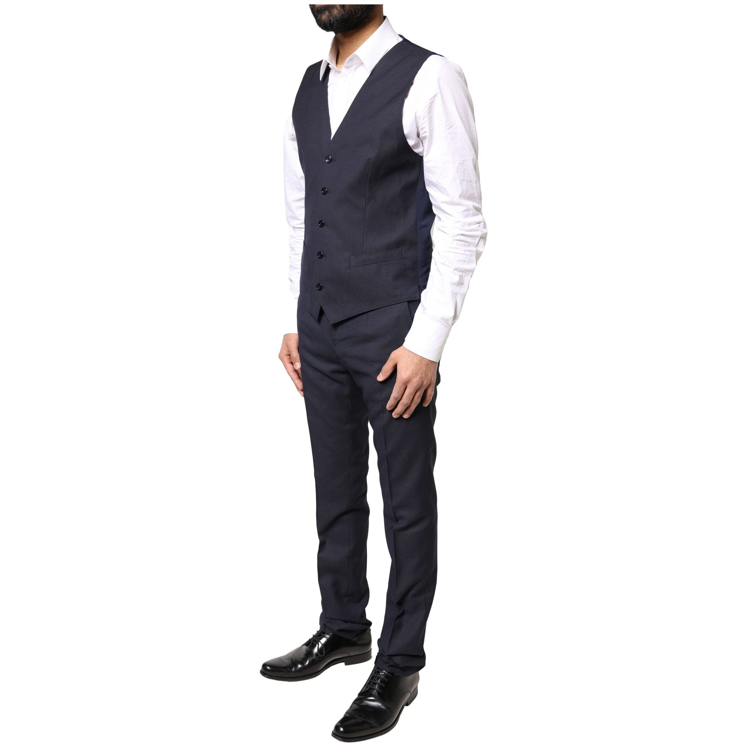 Dolce & Gabbana Black Wool Silk 3 Piece Formal Suit