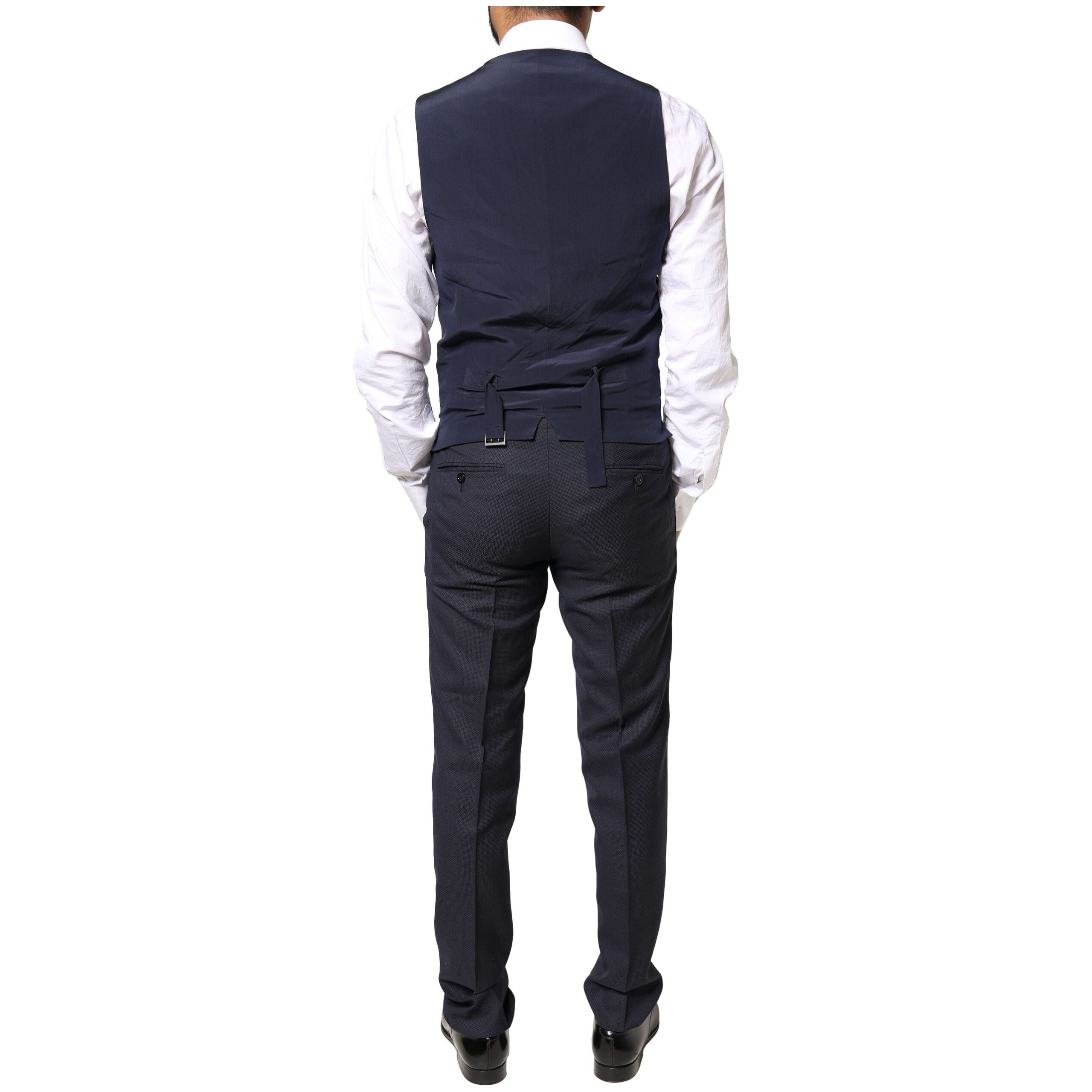 Dolce & Gabbana Black Wool Silk 3 Piece Formal Suit