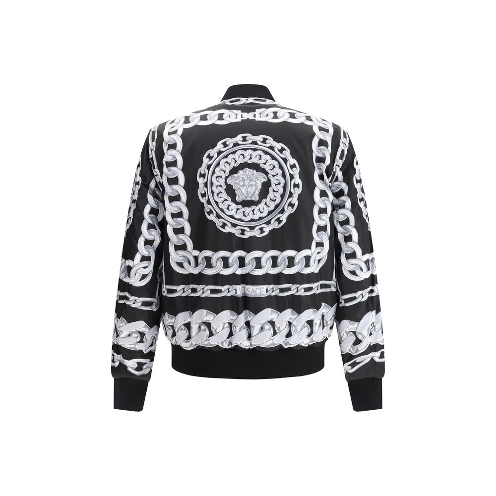 Versace Black Cotton Reversible Jacket for Effortless Luxury Style