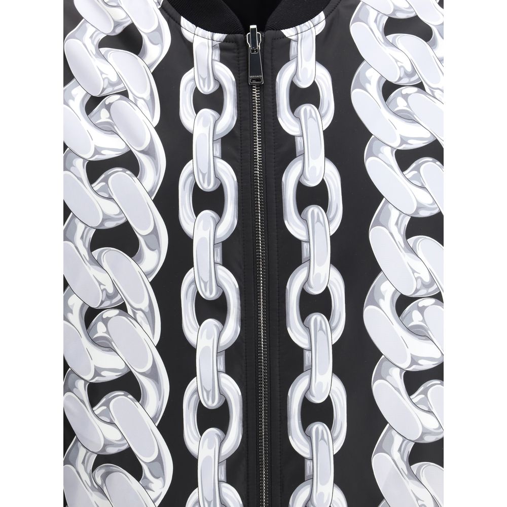 Versace Black Cotton Reversible Jacket for Effortless Luxury Style