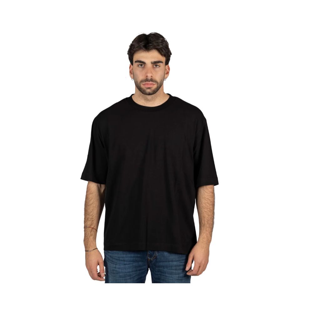 Alpha Studio Black Cotton T-Shirt for Effortless Elegance