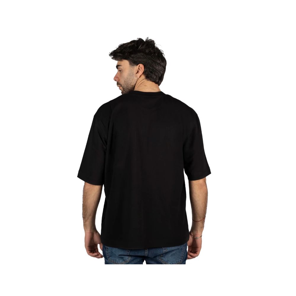 Alpha Studio Black Cotton T-Shirt for Effortless Elegance