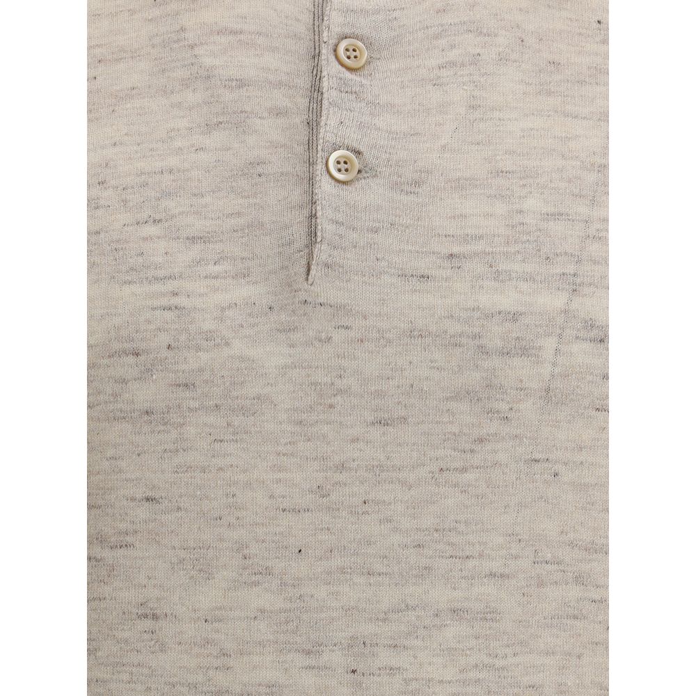 Brunello Cucinelli Beige Linen Polo Shirt for Timeless Elegance