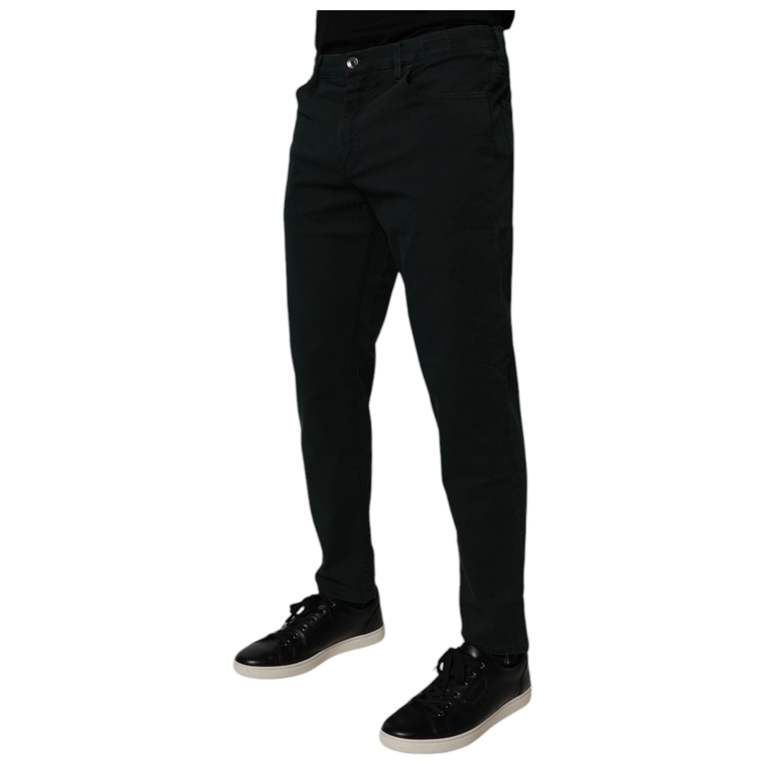 Dolce & Gabbana Dark Green Cotton Loose Skinny Denim Jeans