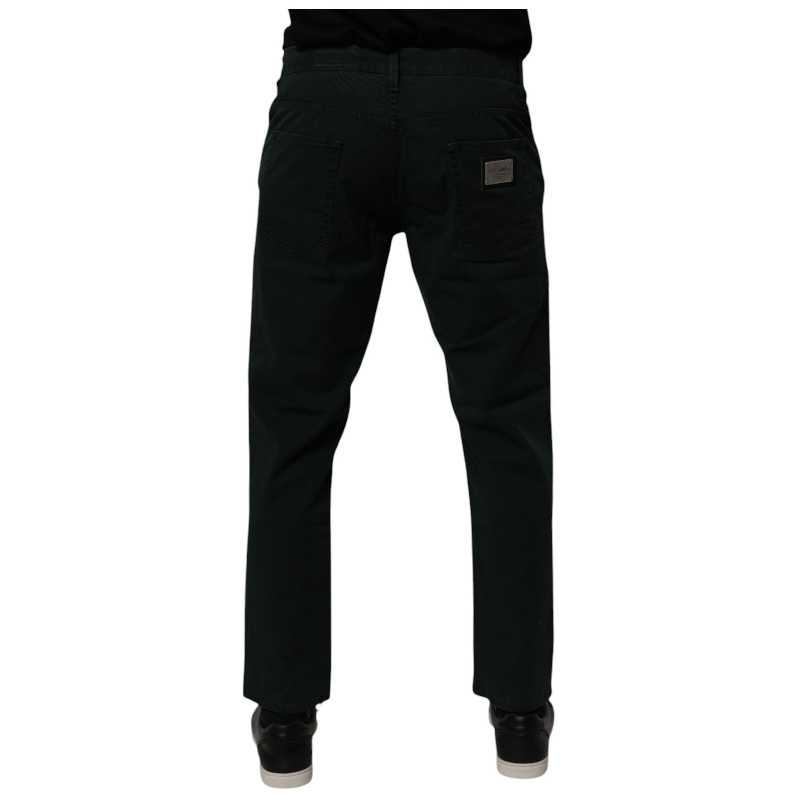 Dolce & Gabbana Dark Green Cotton Loose Skinny Denim Jeans