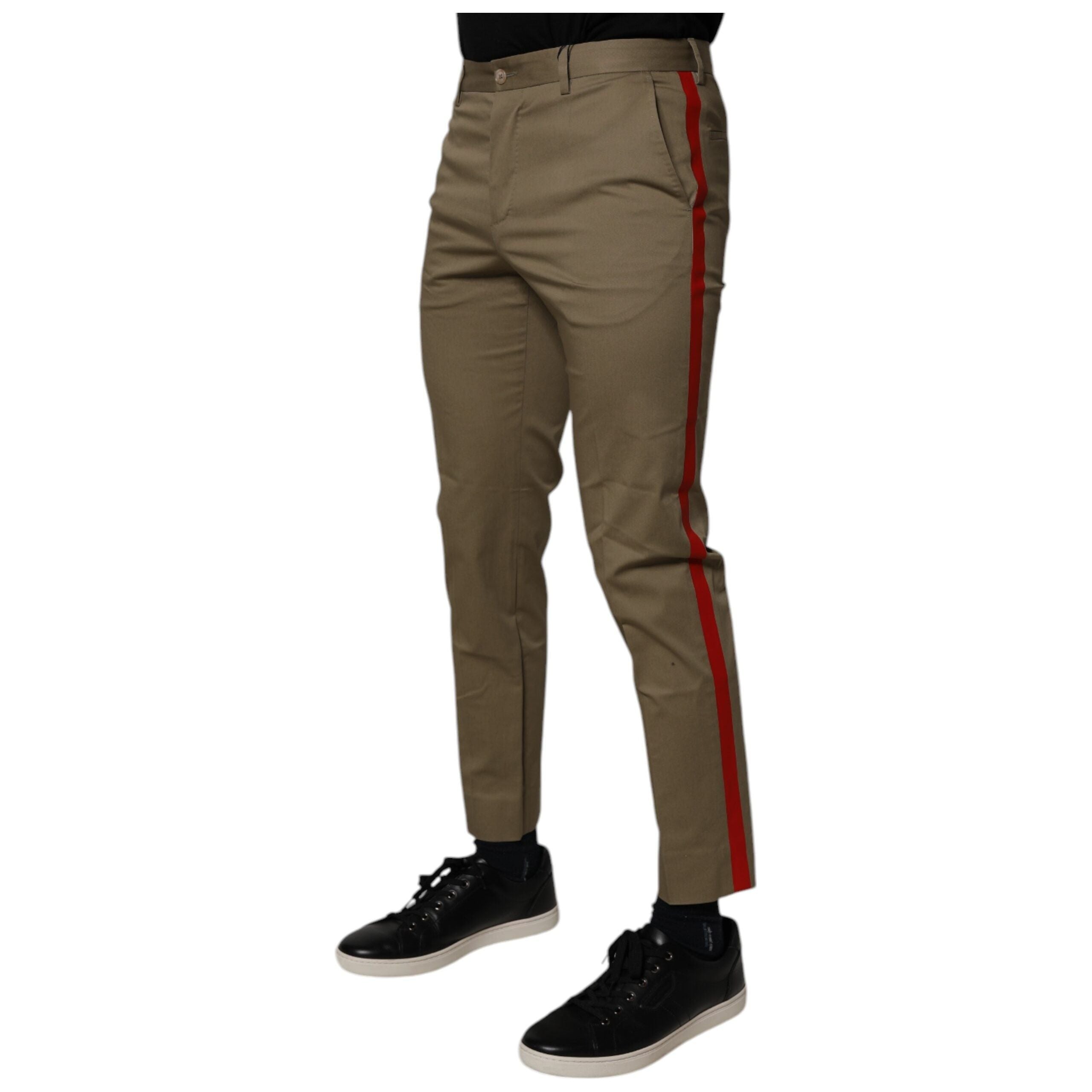 Dolce & Gabbana Dark Khaki Cotton Tapered Pants Elegance