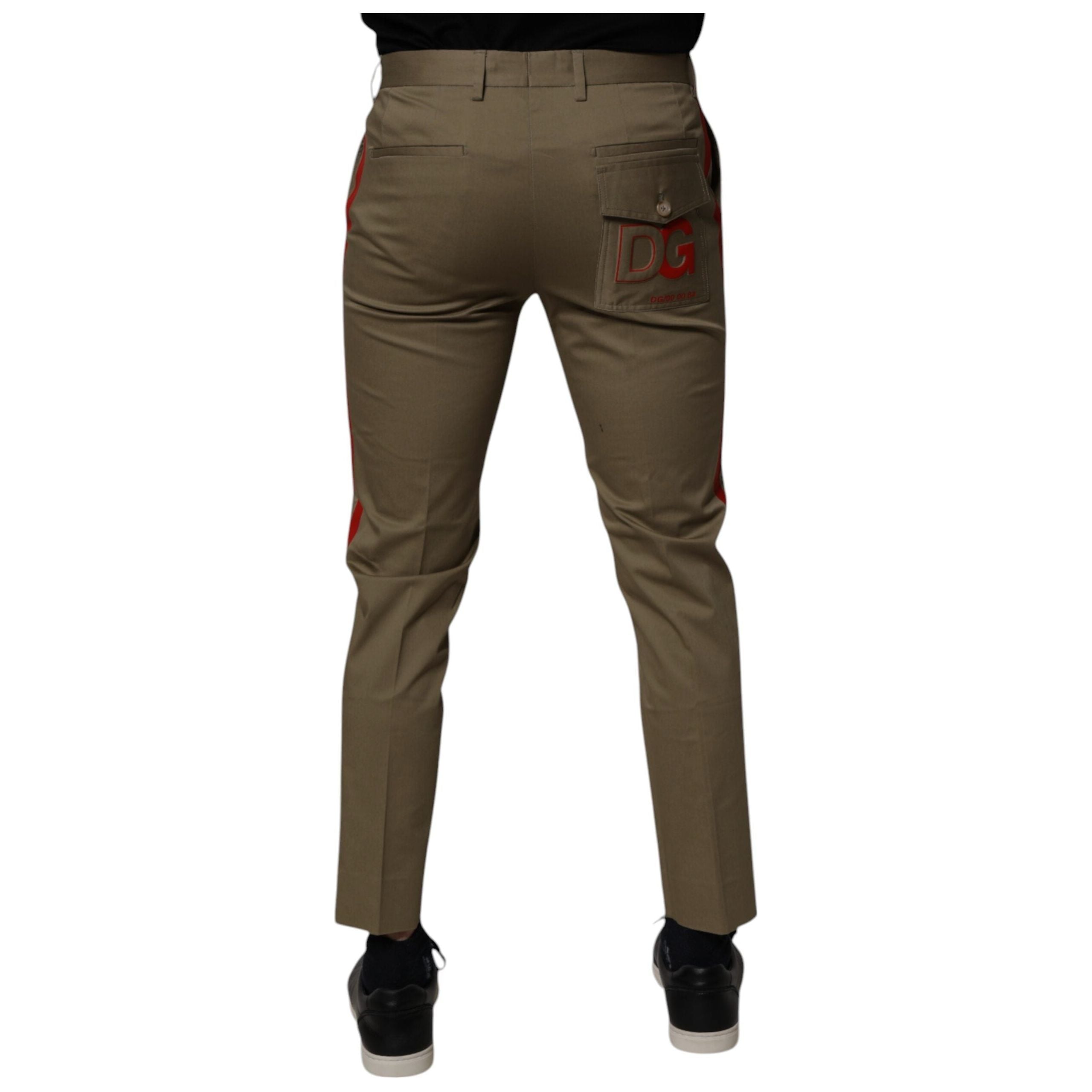 Dolce & Gabbana Dark Khaki Cotton Tapered Pants Elegance
