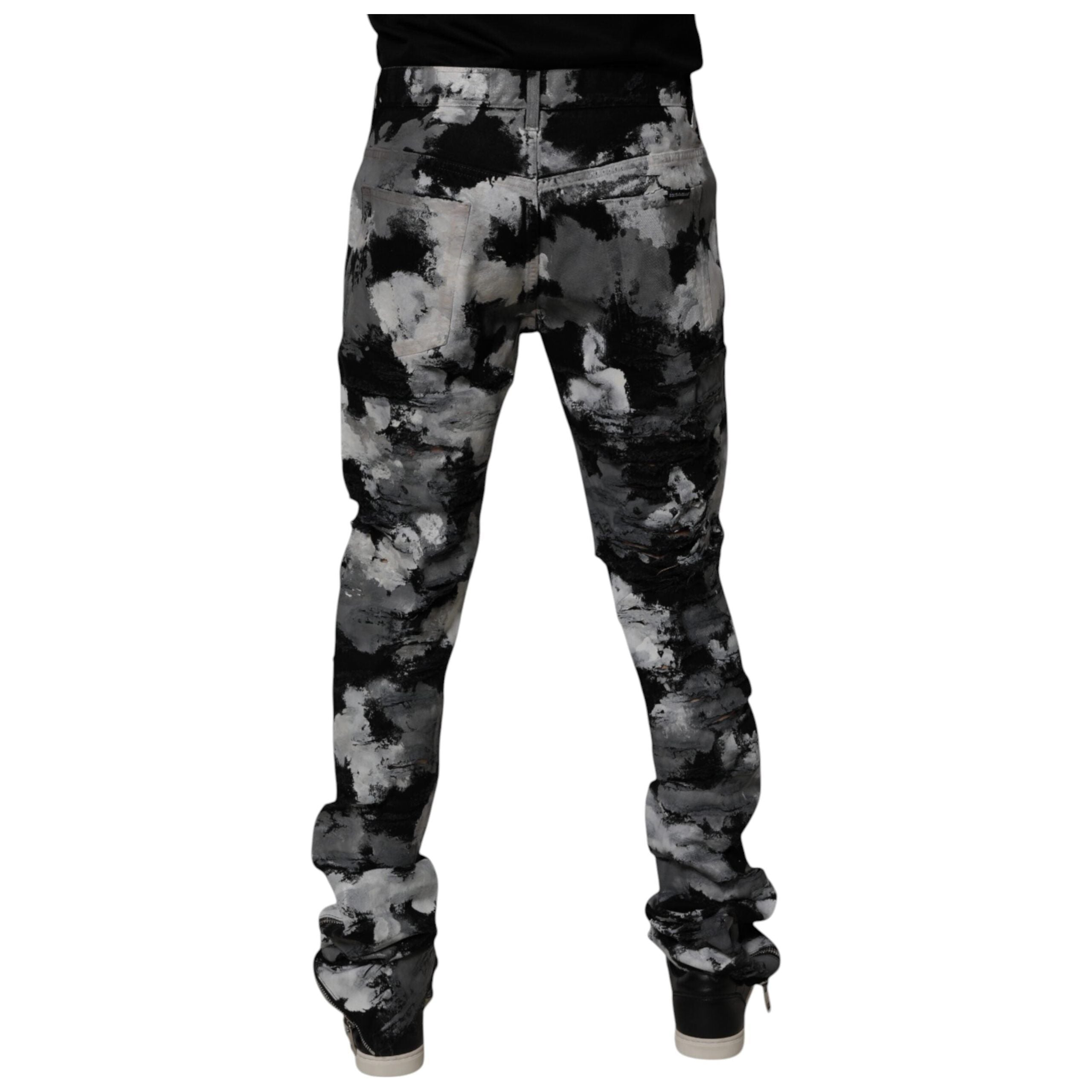 Dolce & Gabbana Multicolor Cotton Tattered Skinny Jeans