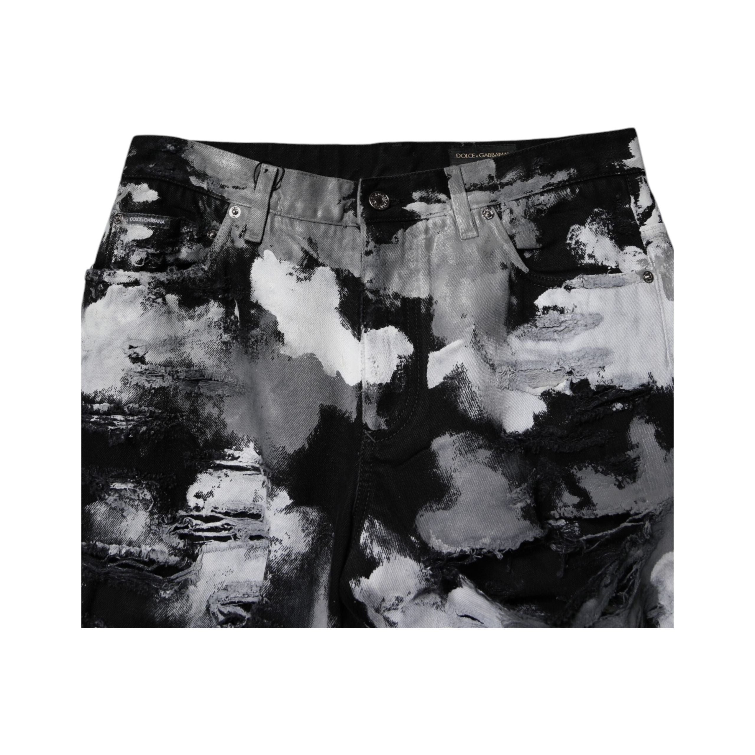 Dolce & Gabbana Multicolor Cotton Tattered Skinny Jeans