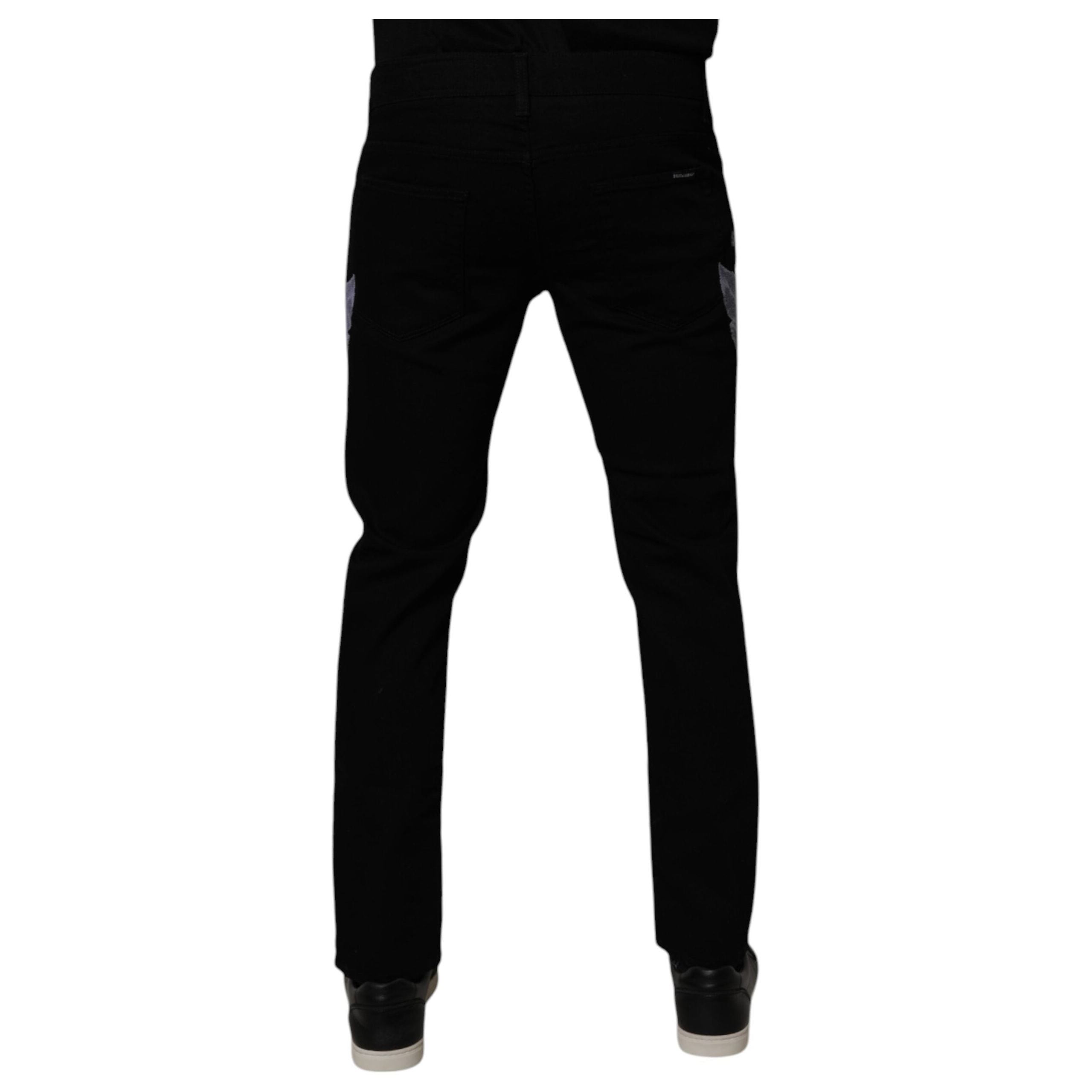 Dolce & Gabbana Black Floral Cotton Skinny Denim Jeans