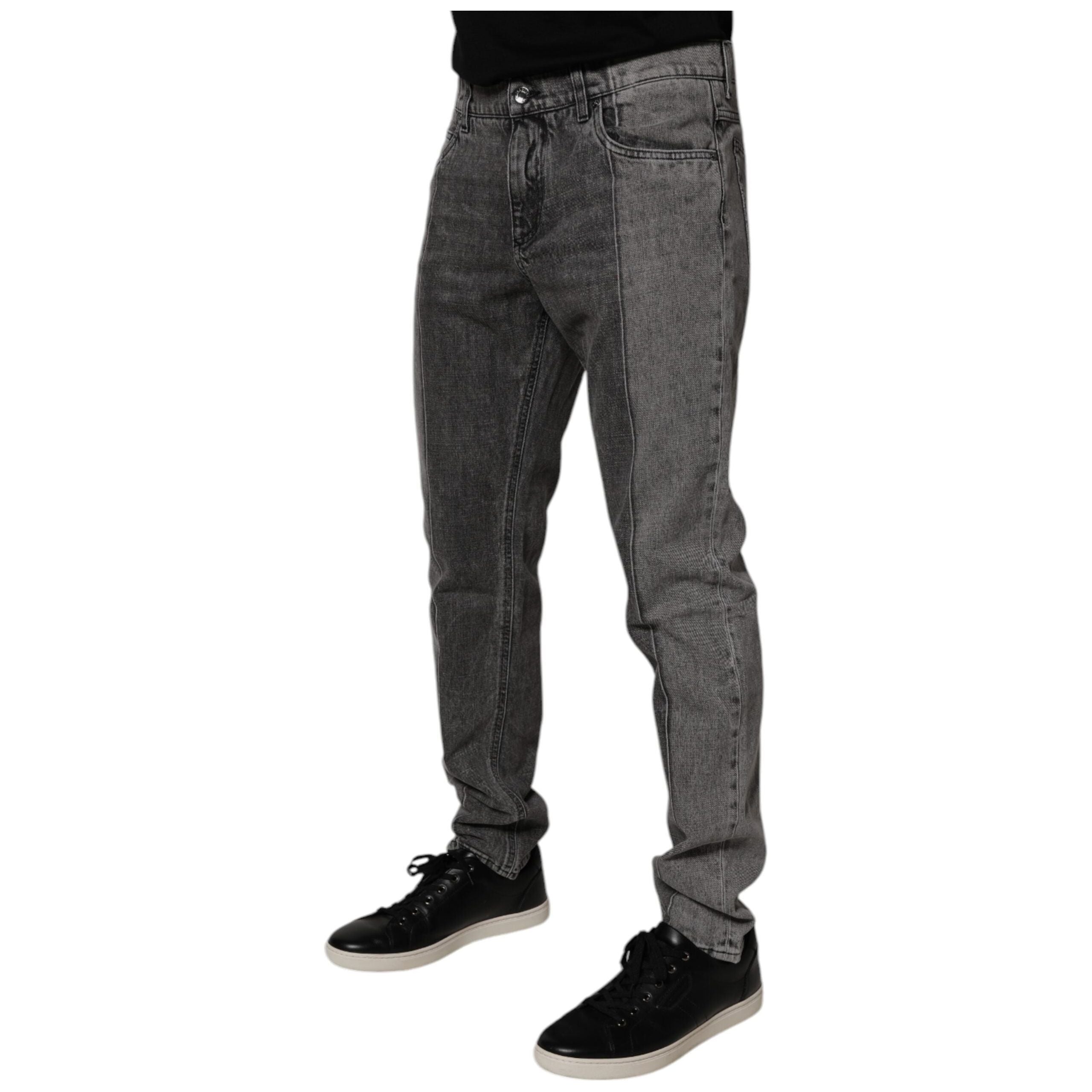 Dolce & Gabbana Two Tone Gray Cotton Denim Jeans Luxe