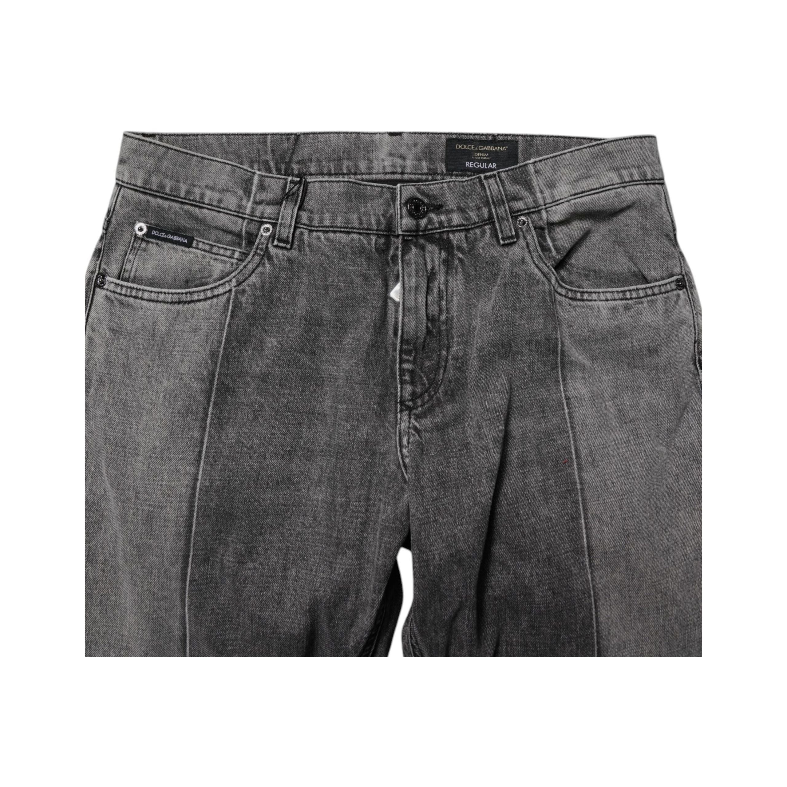 Dolce & Gabbana Two Tone Gray Cotton Denim Jeans Luxe