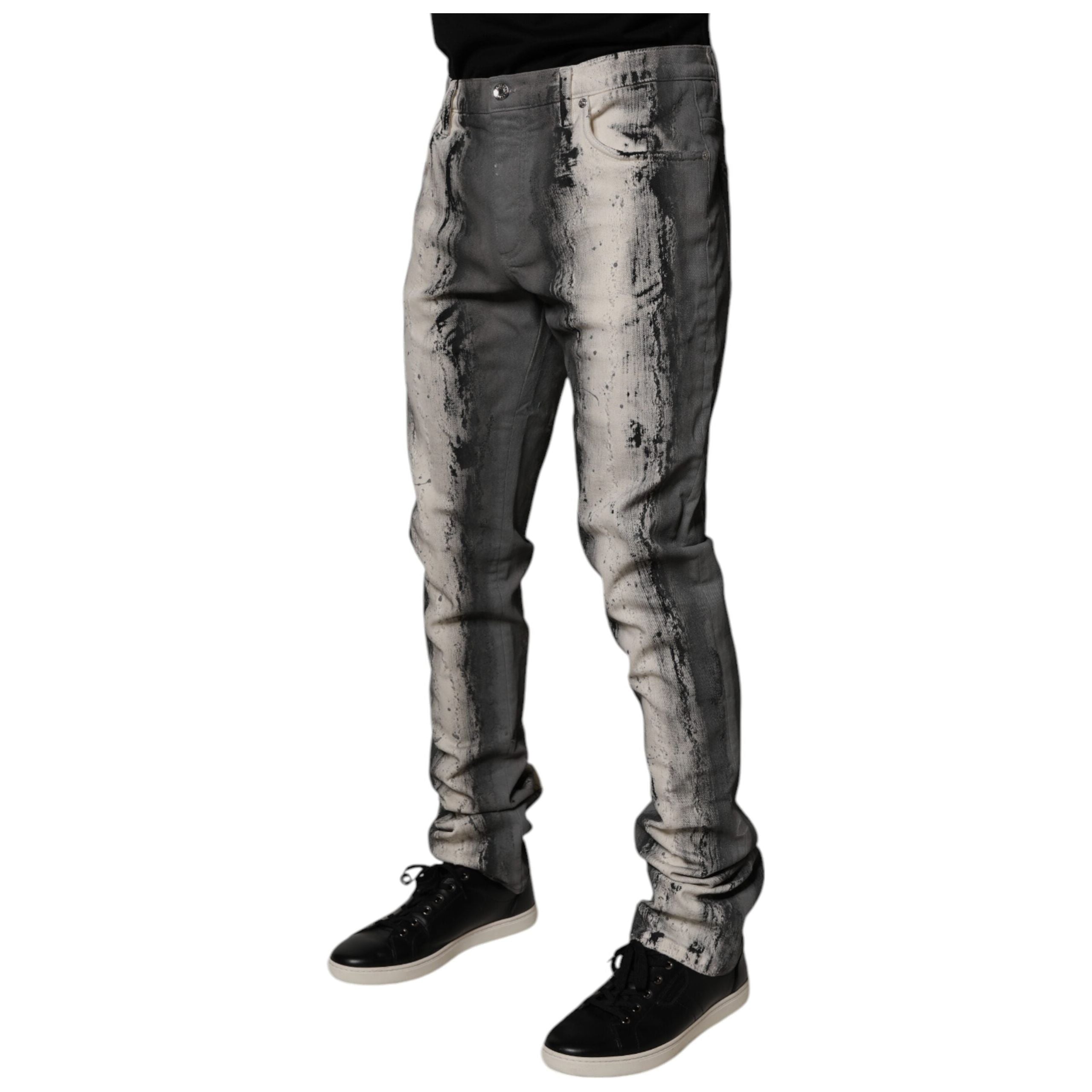 Dolce & Gabbana Gray Tie Dye Cotton Skinny Denim Jeans