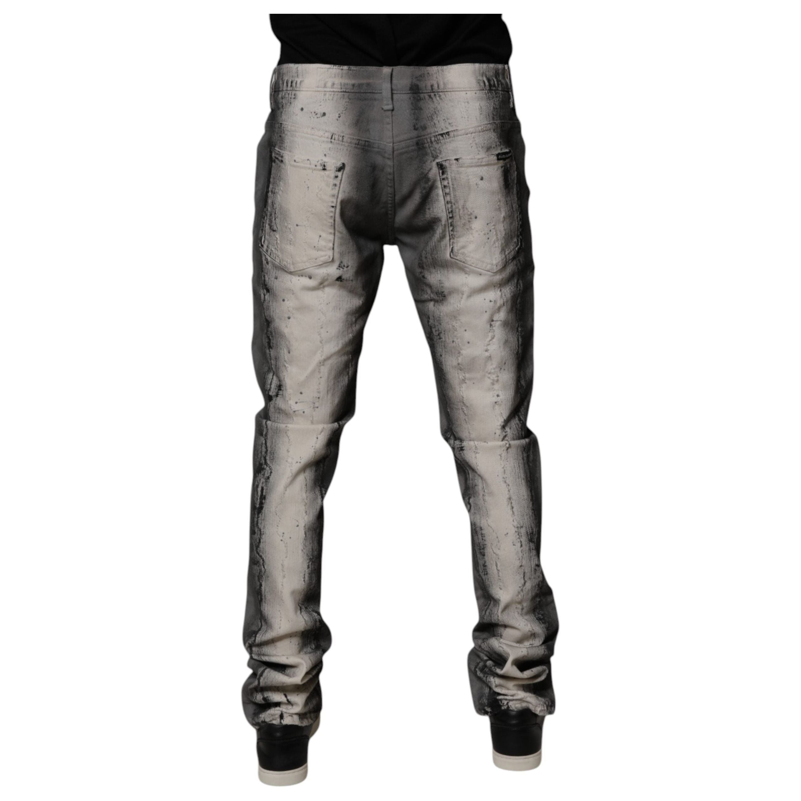 Dolce & Gabbana Gray Tie Dye Cotton Skinny Denim Jeans
