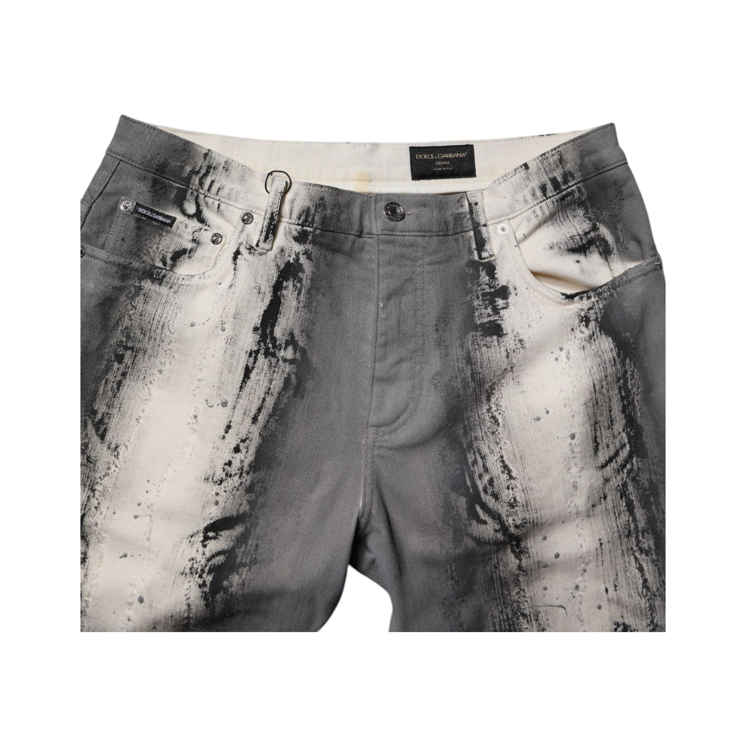 Dolce & Gabbana Gray Tie Dye Cotton Skinny Denim Jeans