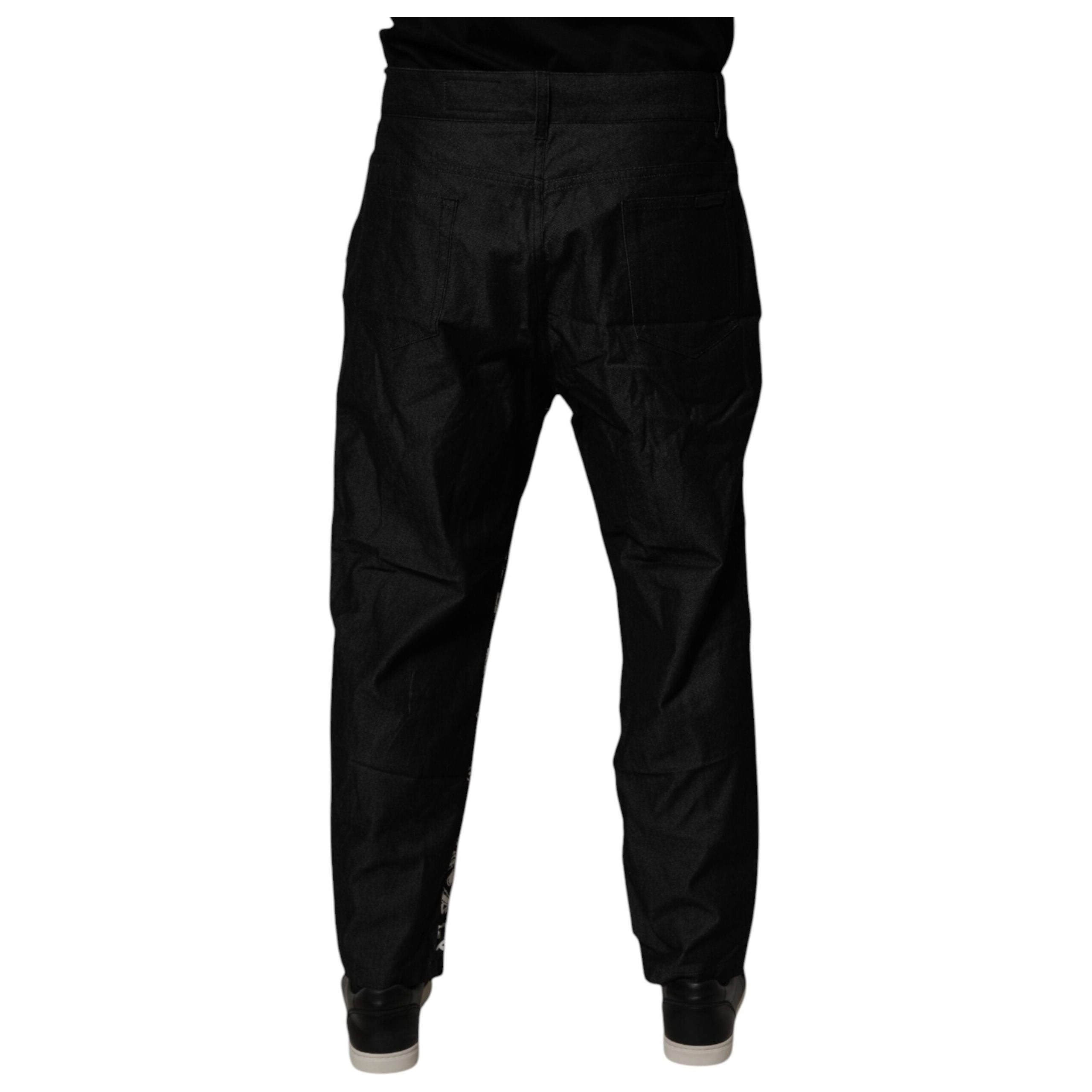Dolce & Gabbana Black Bandana Cotton Skinny Denim Jeans