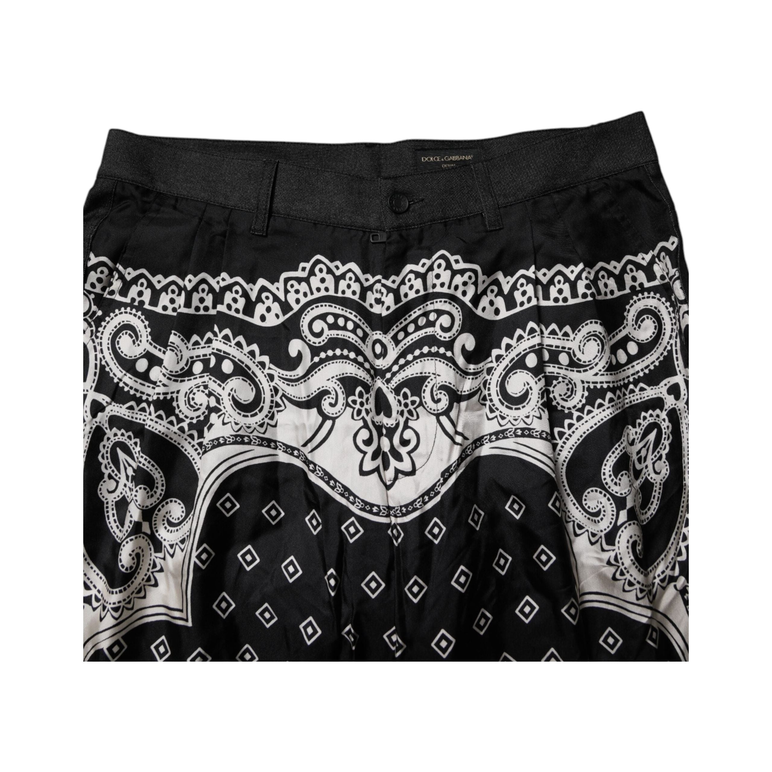 Dolce & Gabbana Black Bandana Cotton Skinny Denim Jeans