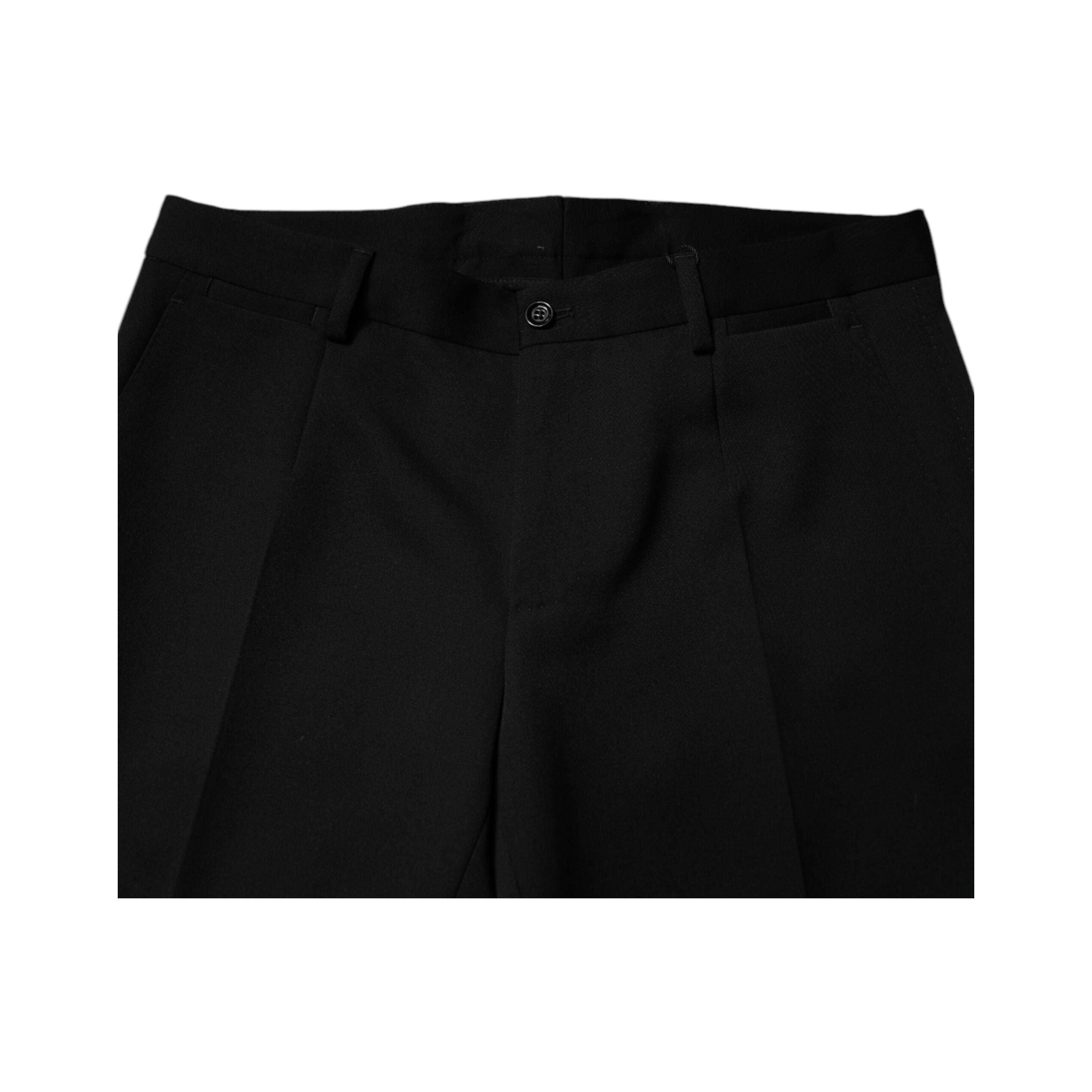 Dolce & Gabbana Black Wool Tapered Formal Dress Pants