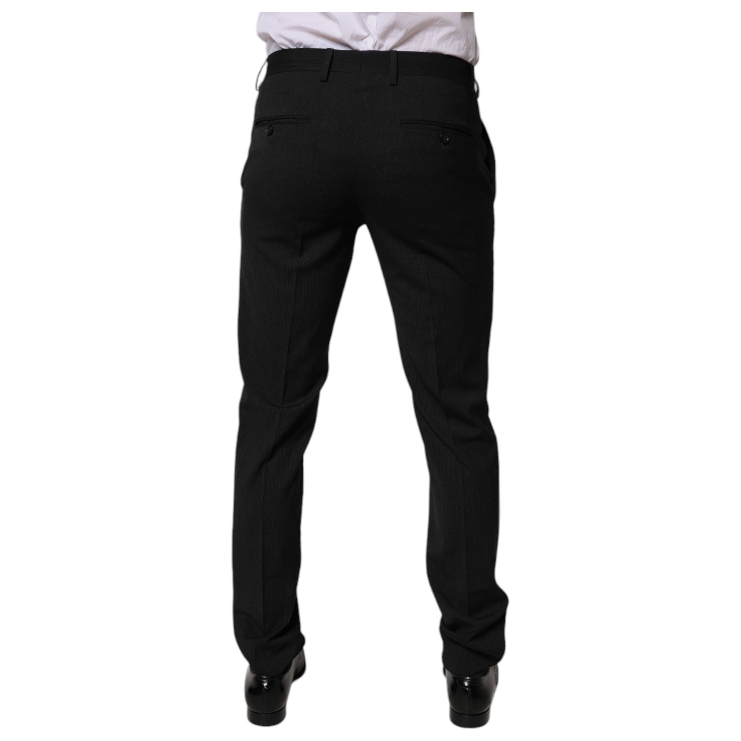 Dolce & Gabbana Black Wool Tapered Formal Dress Pants