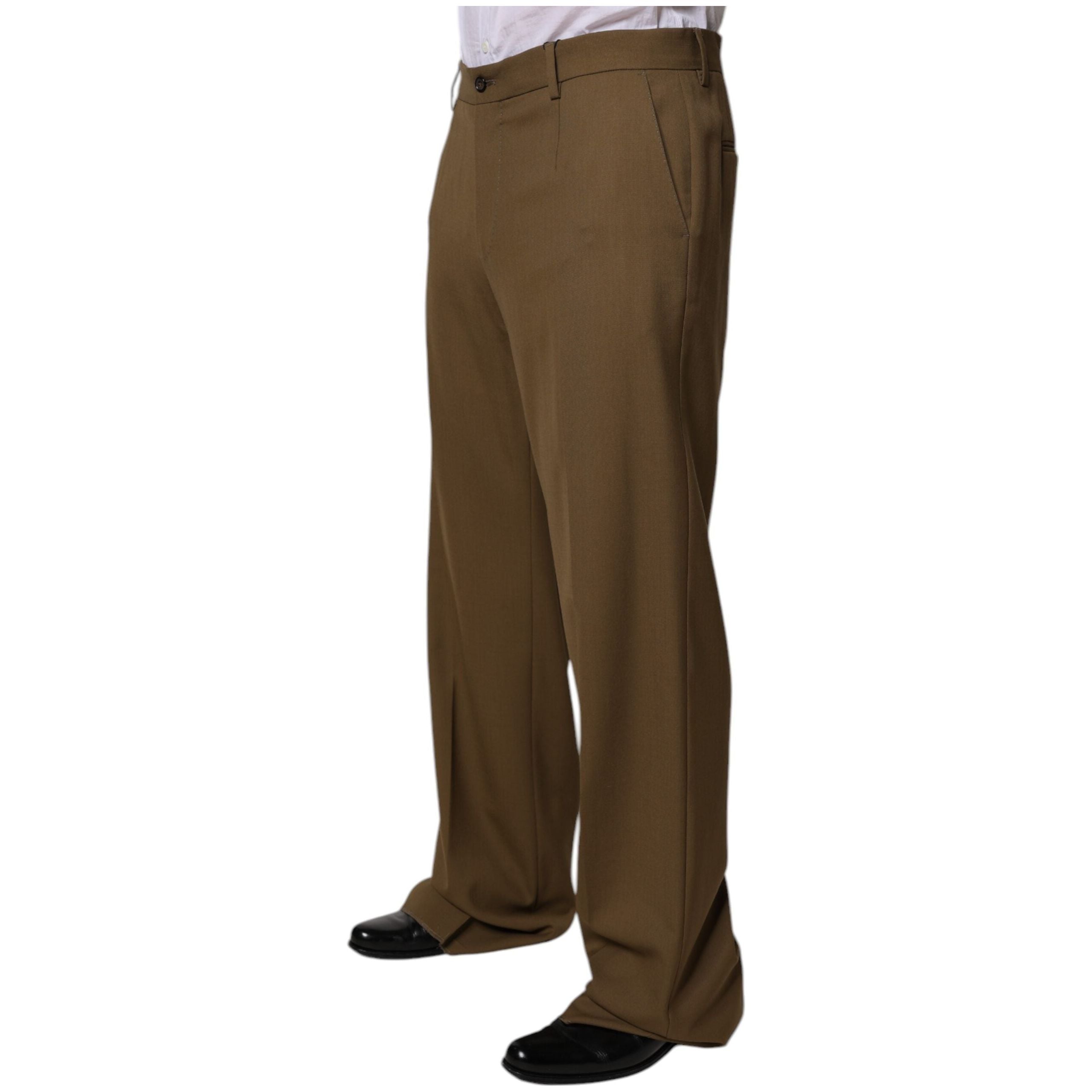Dolce & Gabbana Brown Wool Straight Formal Dress Pants