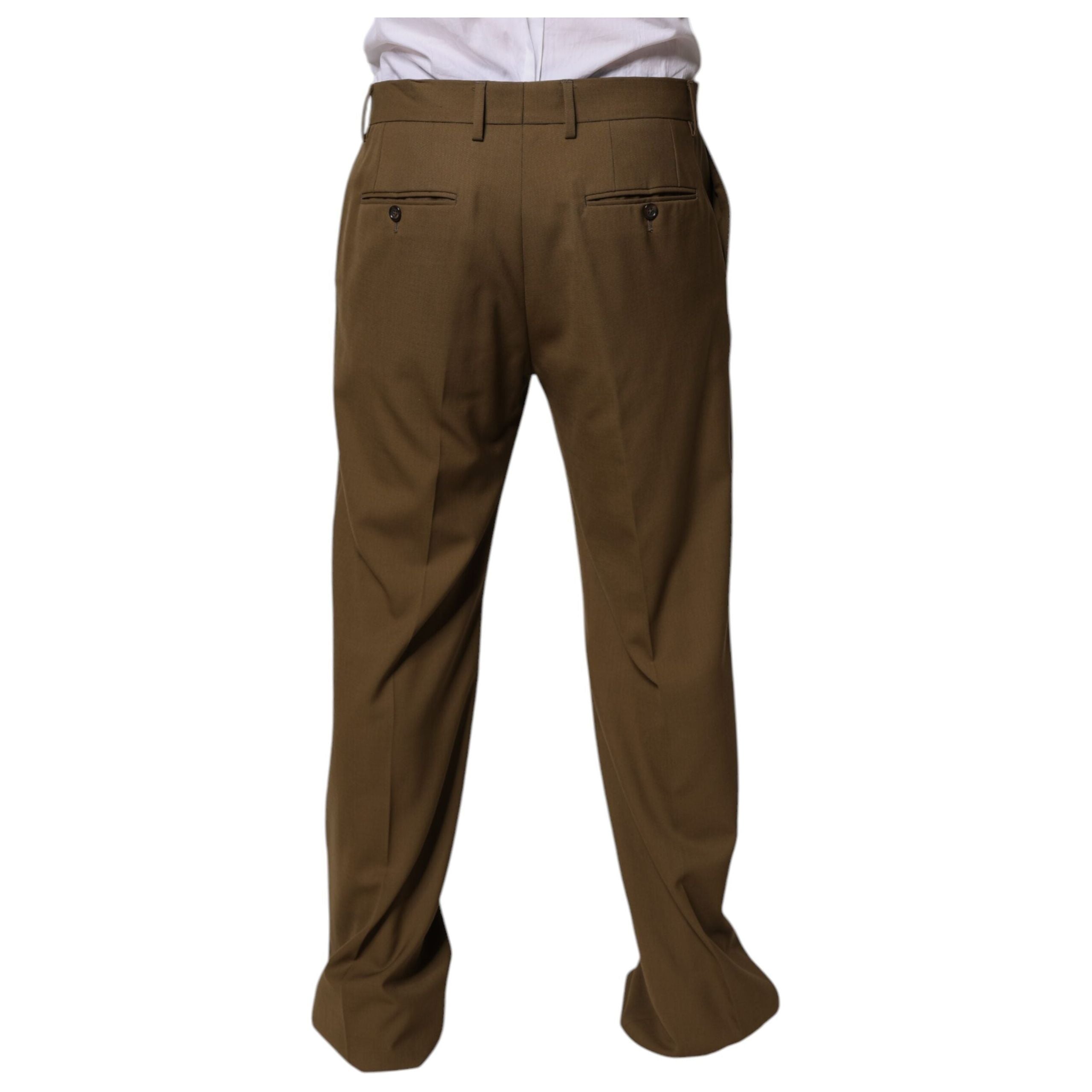Dolce & Gabbana Brown Wool Straight Formal Dress Pants