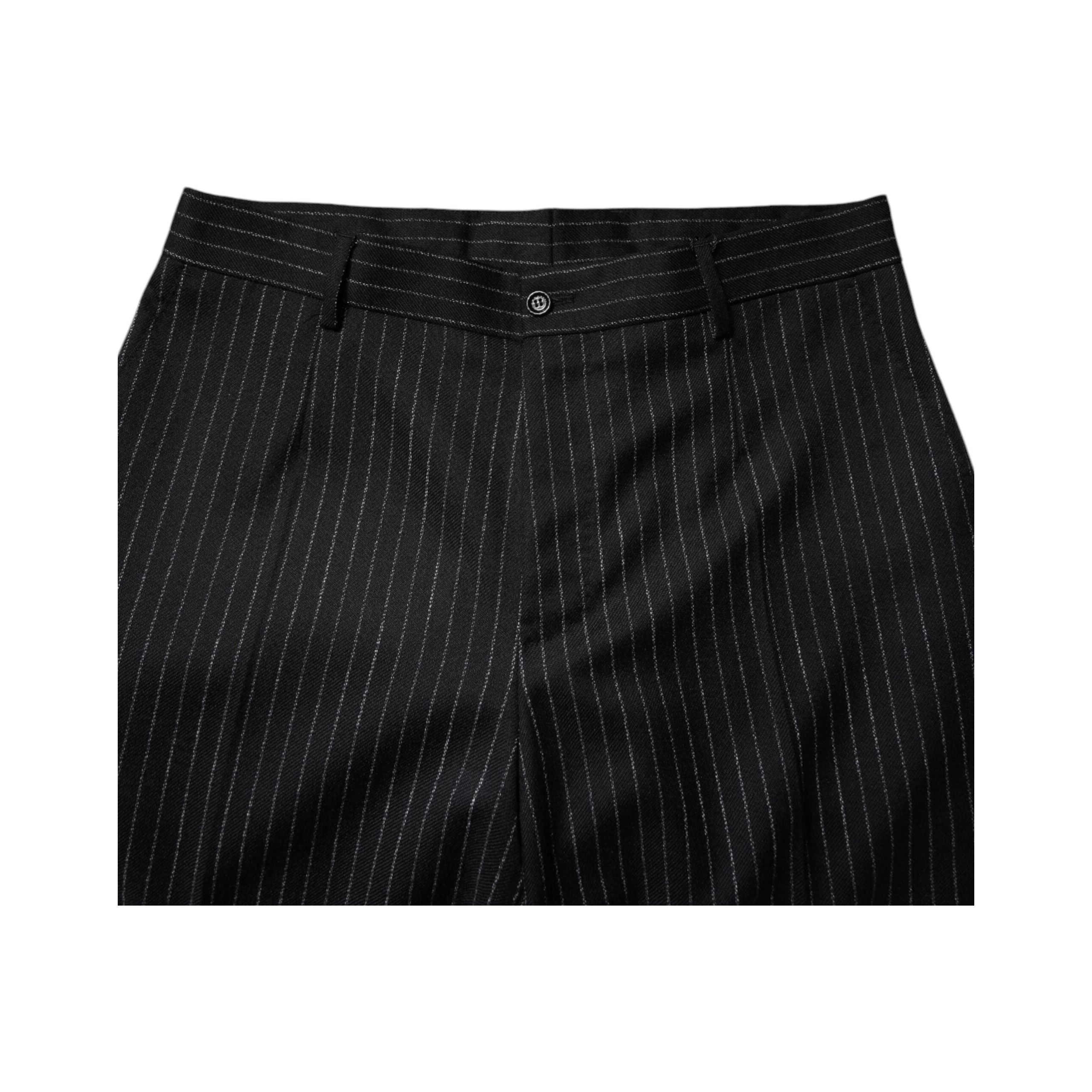 Dolce & Gabbana Black Wool Wide Leg Formal Dress Pants
