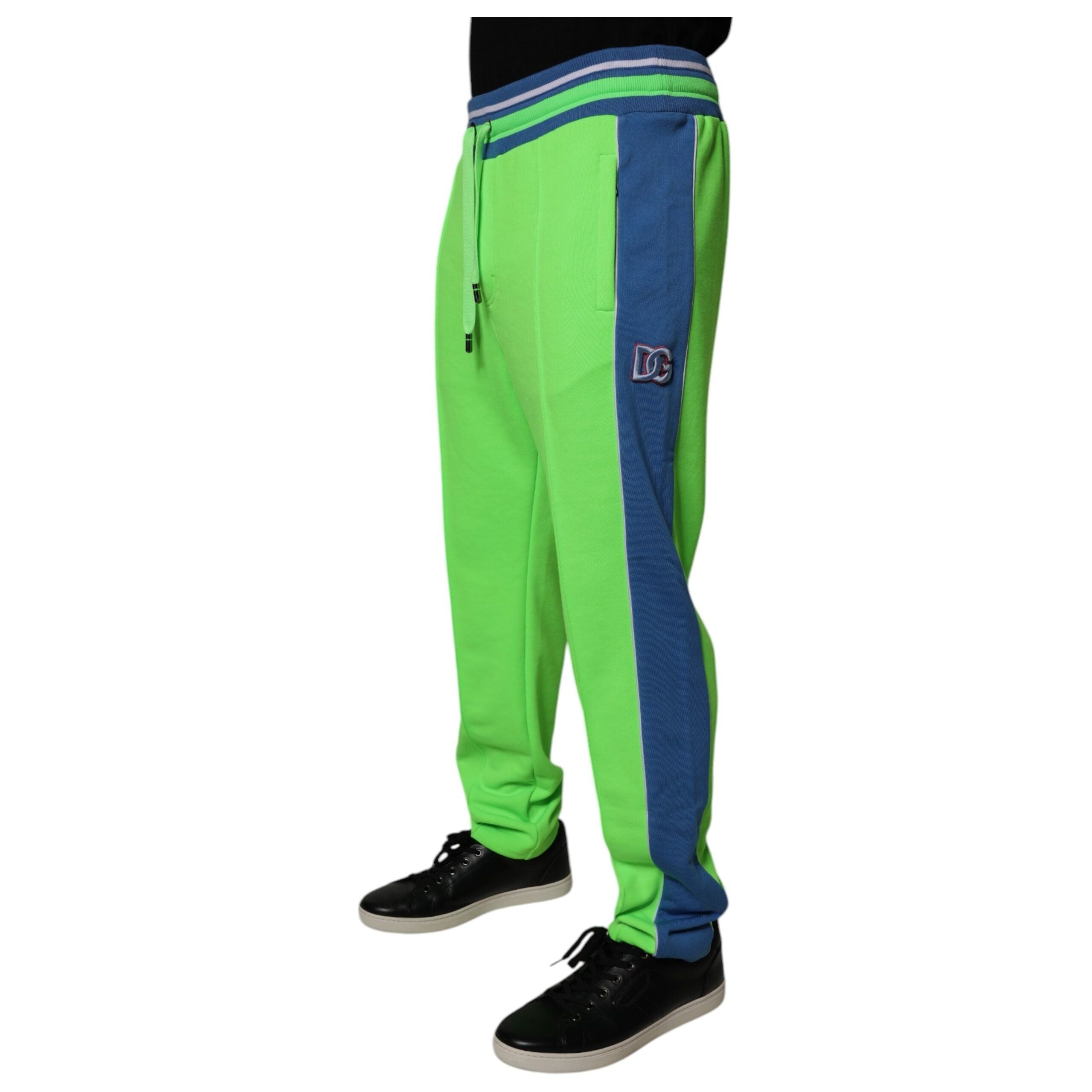 Dolce & Gabbana Green Blue Cotton Jogger Sweatpants