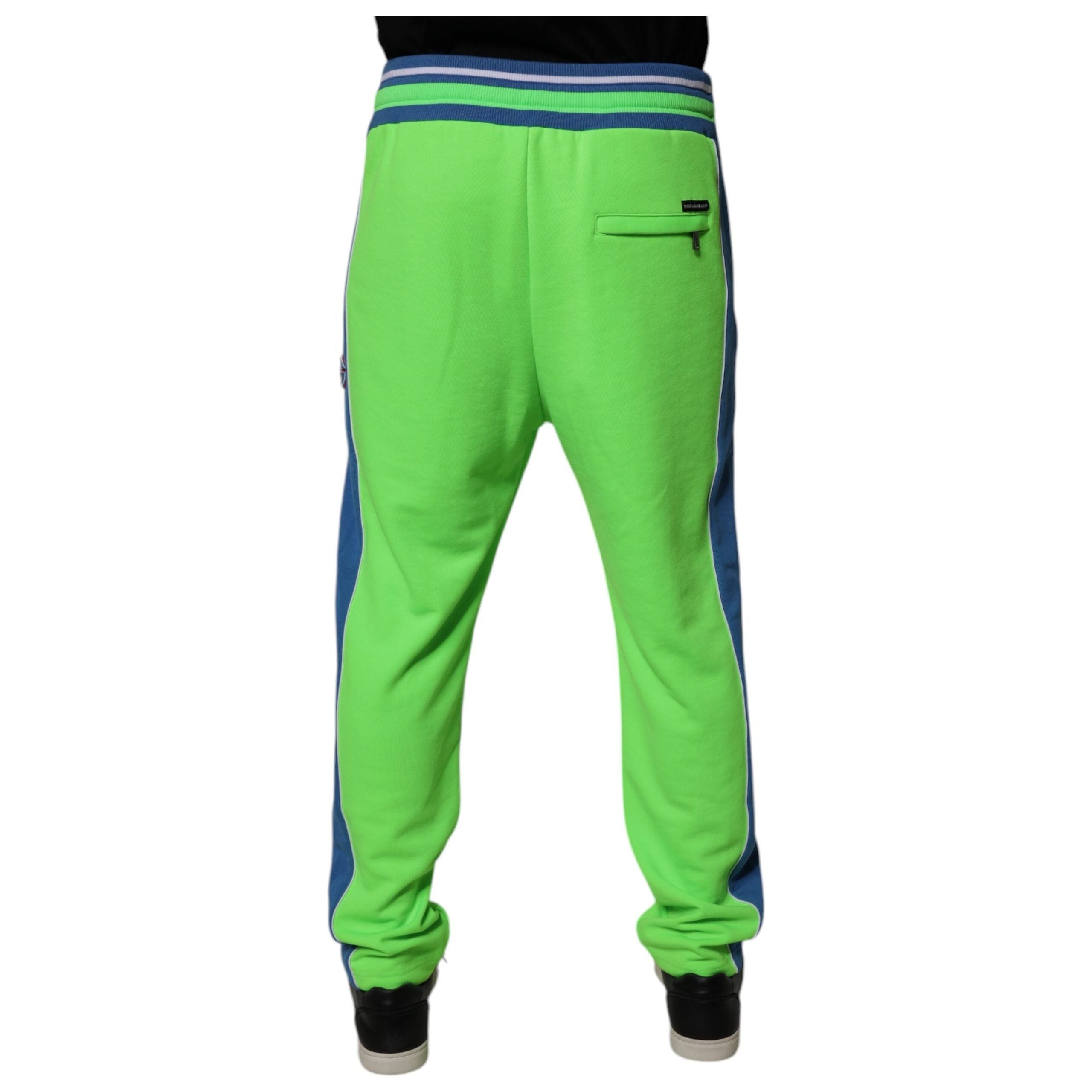Dolce & Gabbana Green Blue Cotton Jogger Sweatpants