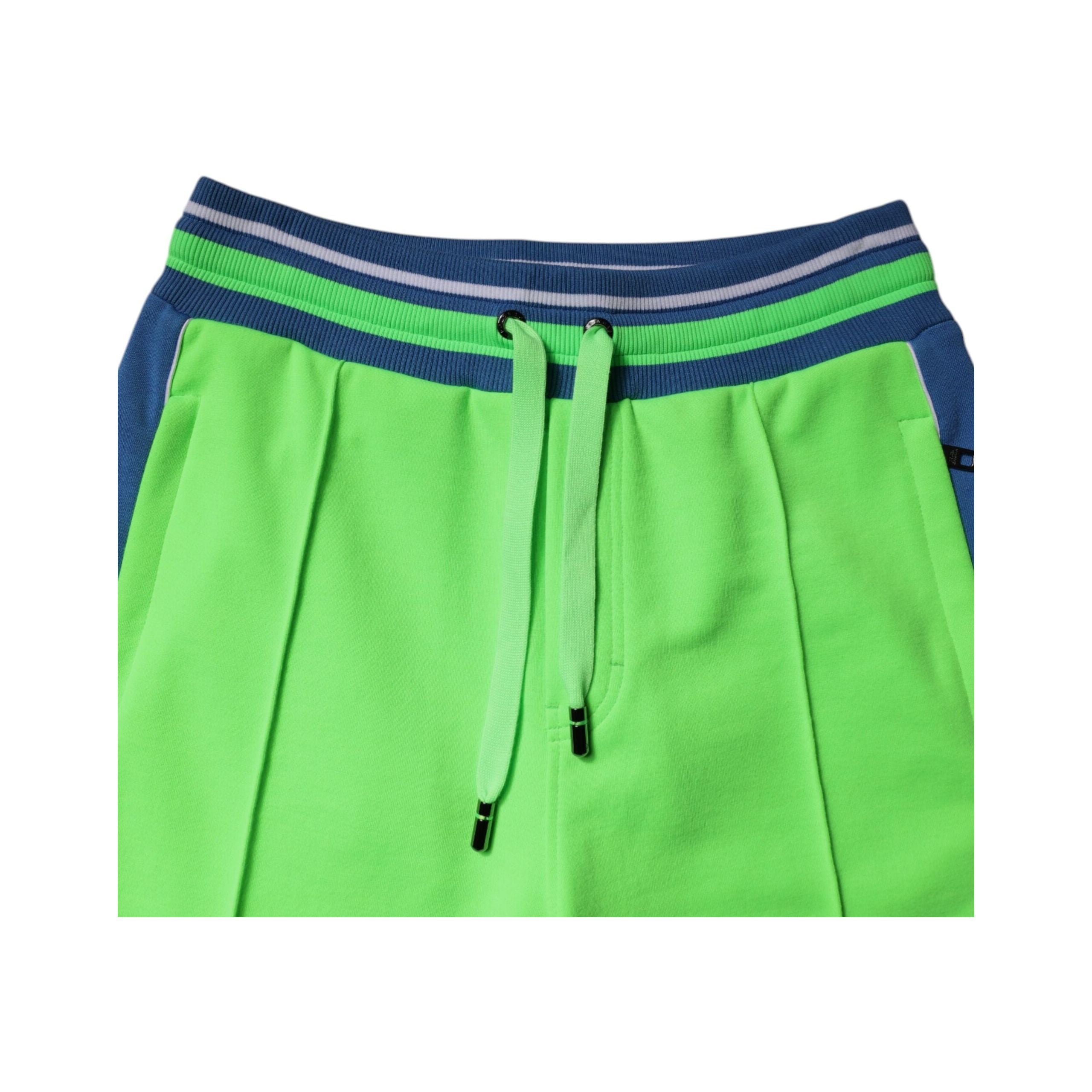 Dolce & Gabbana Green Blue Cotton Jogger Sweatpants
