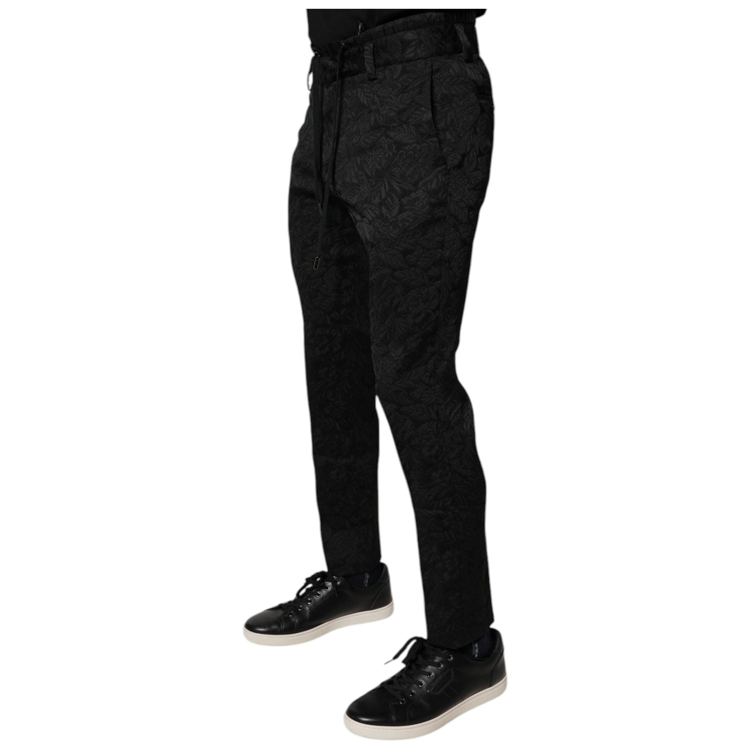 Dolce & Gabbana Black Brocade Skinny Dress Pants