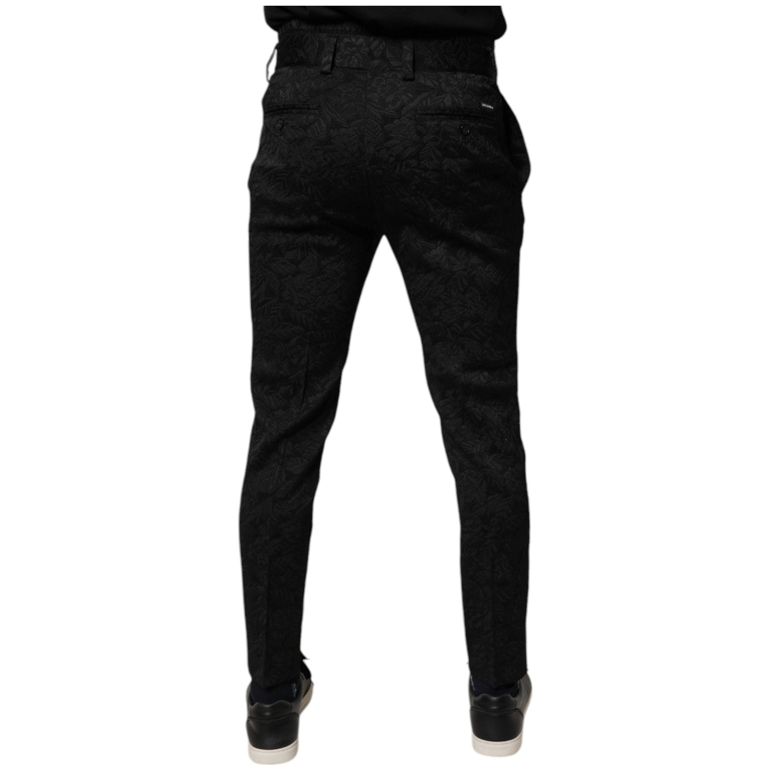Dolce & Gabbana Black Brocade Skinny Dress Pants