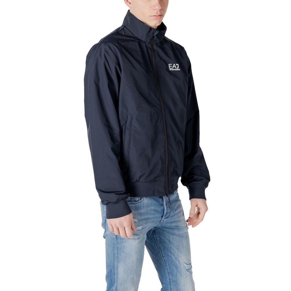 EA7 Emporio Armani Blue Nylon Jacket for Contemporary Elegance