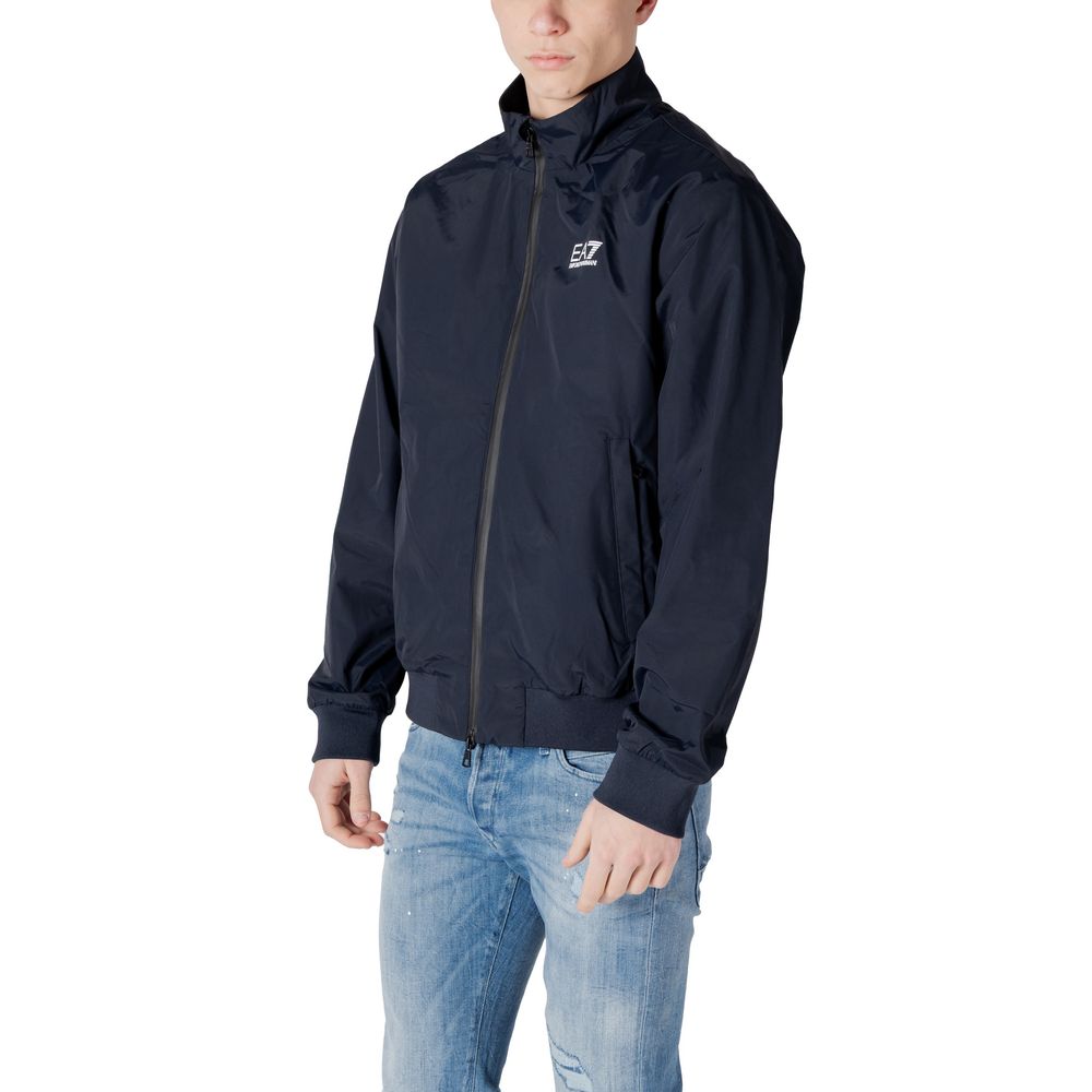 EA7 Emporio Armani Blue Nylon Jacket for Contemporary Elegance