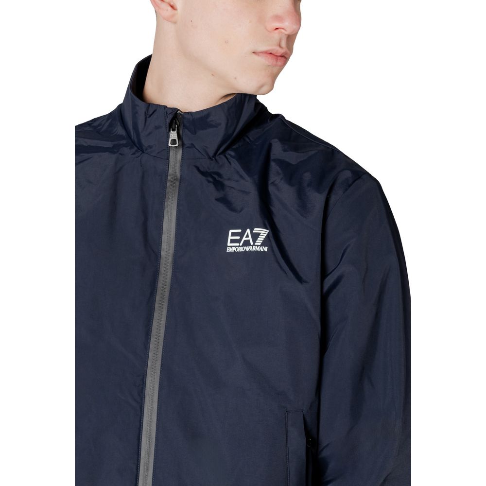 EA7 Emporio Armani Blue Nylon Jacket for Contemporary Elegance