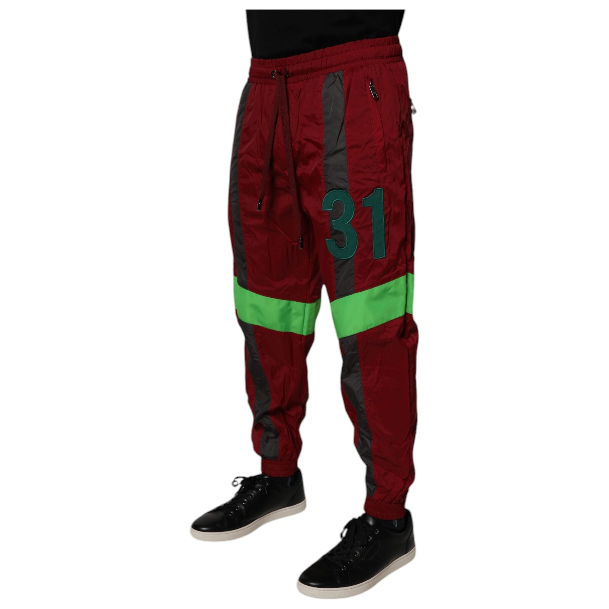 Dolce & Gabbana Maroon Nylon Jogger Sweatpants Pants