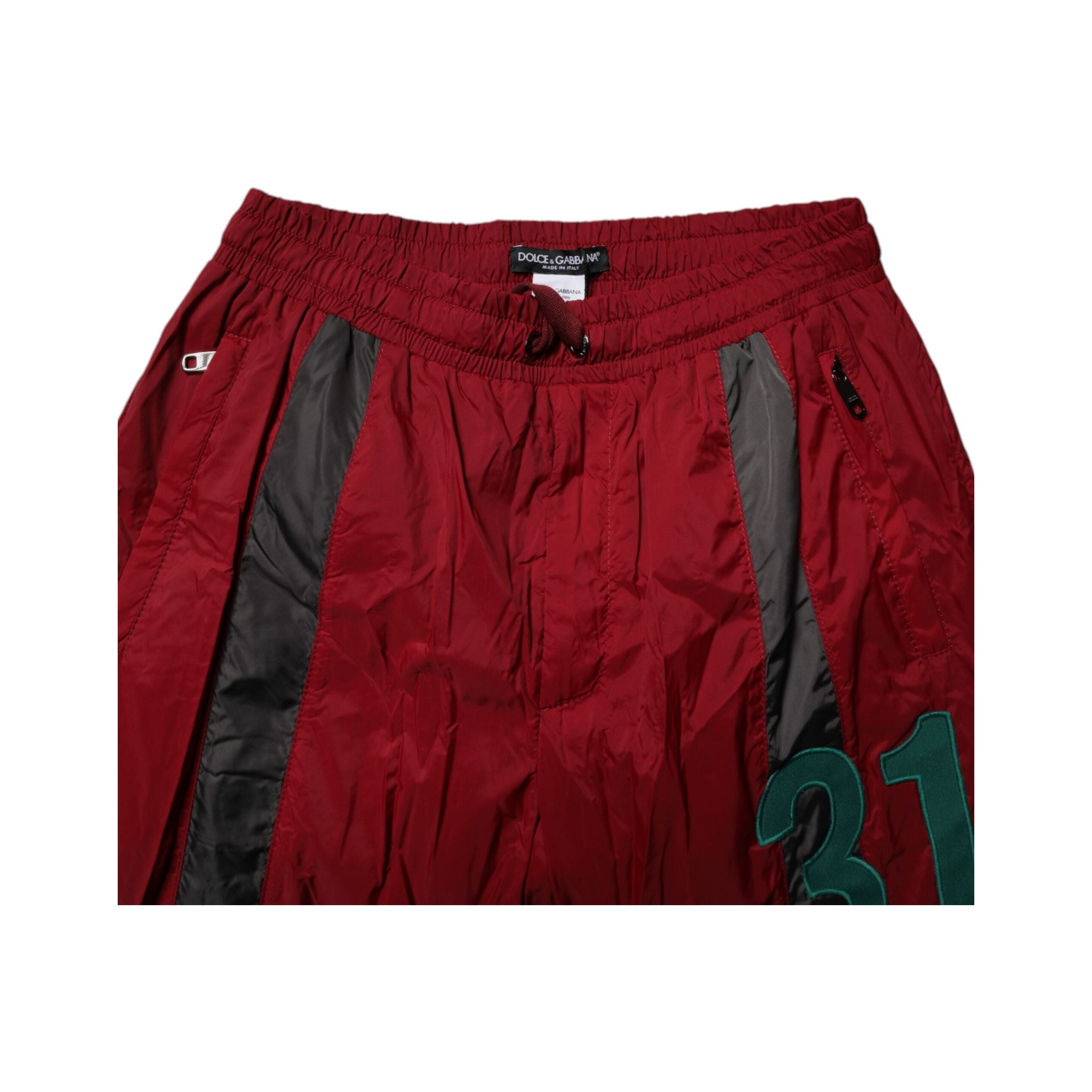 Dolce & Gabbana Maroon Nylon Jogger Sweatpants Pants